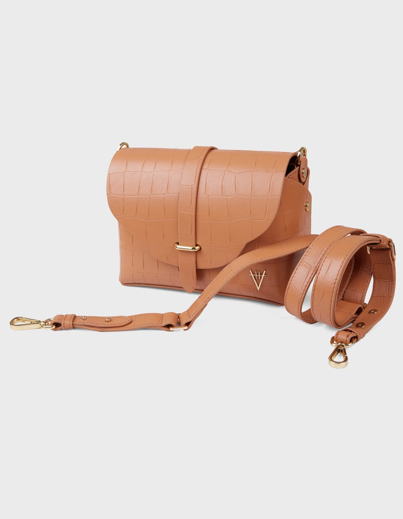 Hiva Atelier | Harmonia Shoulder Bag MINK CROCO EFFECT | Beautiful and Versatile Leather Accessories