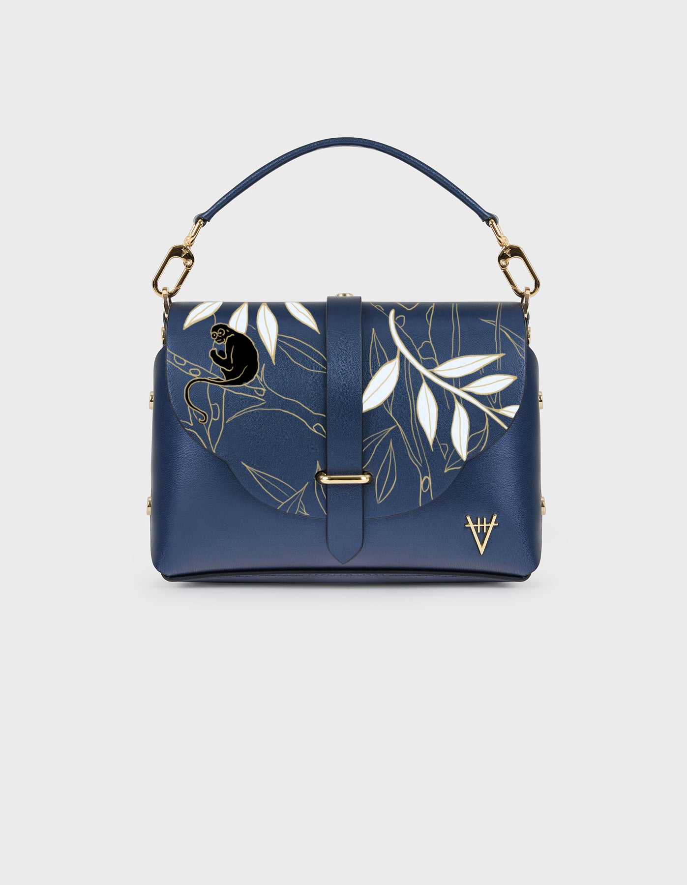 Hiva Atelier | Harmonia Shoulder Bag - Hand-Painted Navy | Beautiful and Versatile Leather Accessories