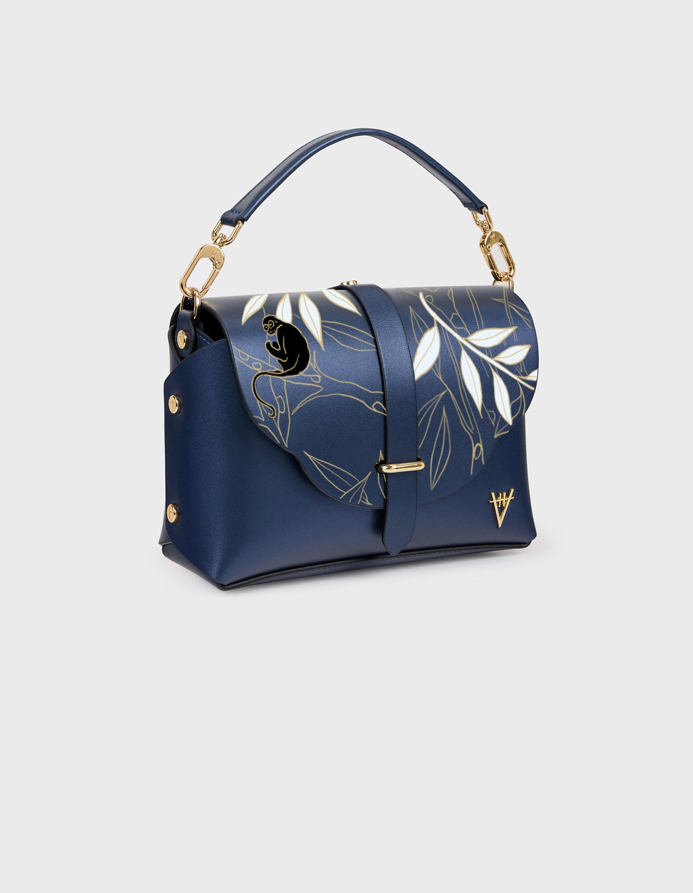 Hiva Atelier | Harmonia Shoulder Bag - Hand-Painted Navy | Beautiful and Versatile Leather Accessories
