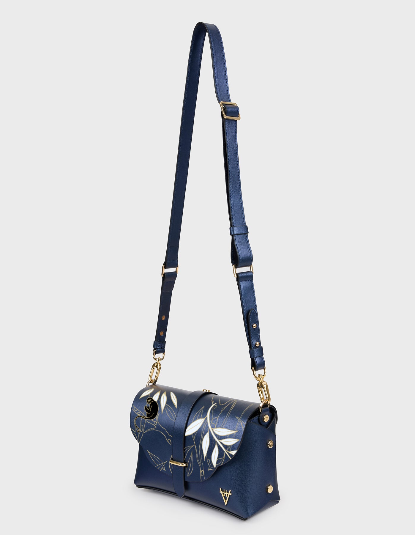 Hiva Atelier | Harmonia Shoulder Bag - Hand-Painted Navy | Beautiful and Versatile Leather Accessories