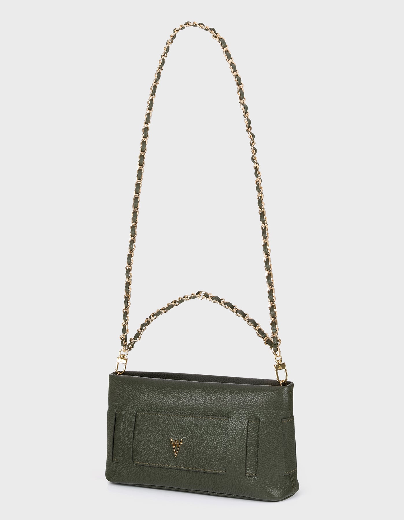 HiVa Atelier | Marise Clutch & Chain Bag KHAKI | Beautiful and Versatile Leather Accessories
