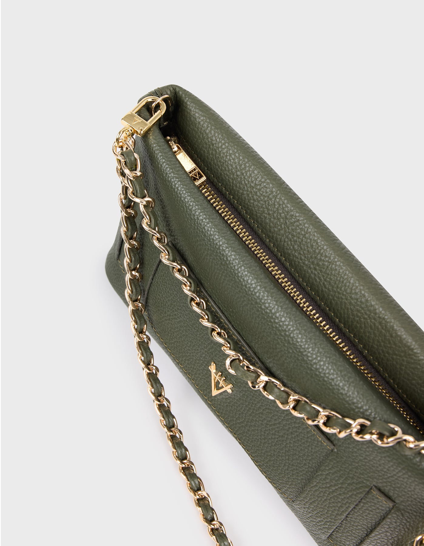 HiVa Atelier | Marise Clutch & Chain Bag KHAKI | Beautiful and Versatile Leather Accessories