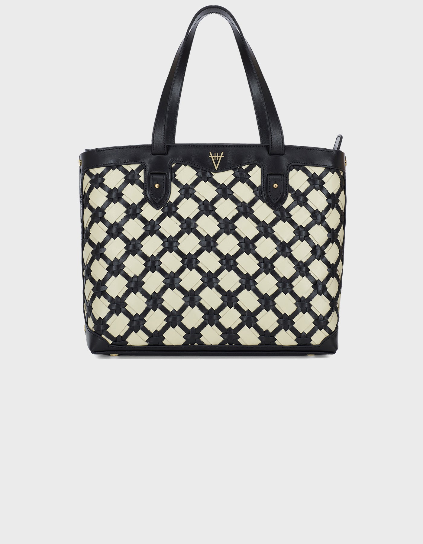 HiVa Atelier | Woven Detail Leather Tote Bag BLACK & BONE | Beautiful and Versatile Leather Accessories