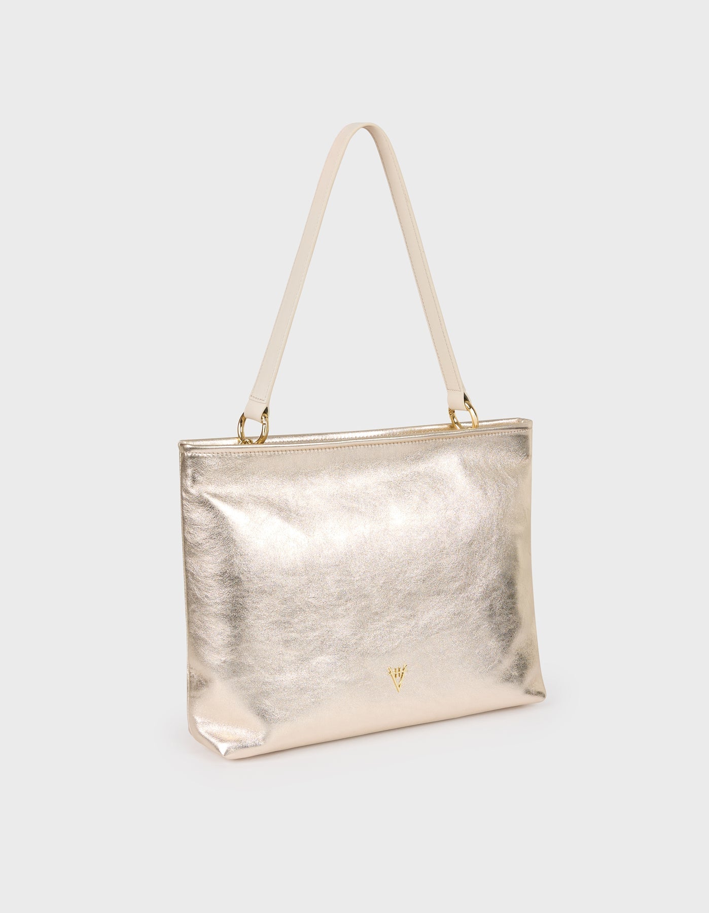 HiVa Atelier | Leather Mesh Tote Bag with Golden Beaded Detail BONE | Her Tarza Uygun Deri Aksesuarlar