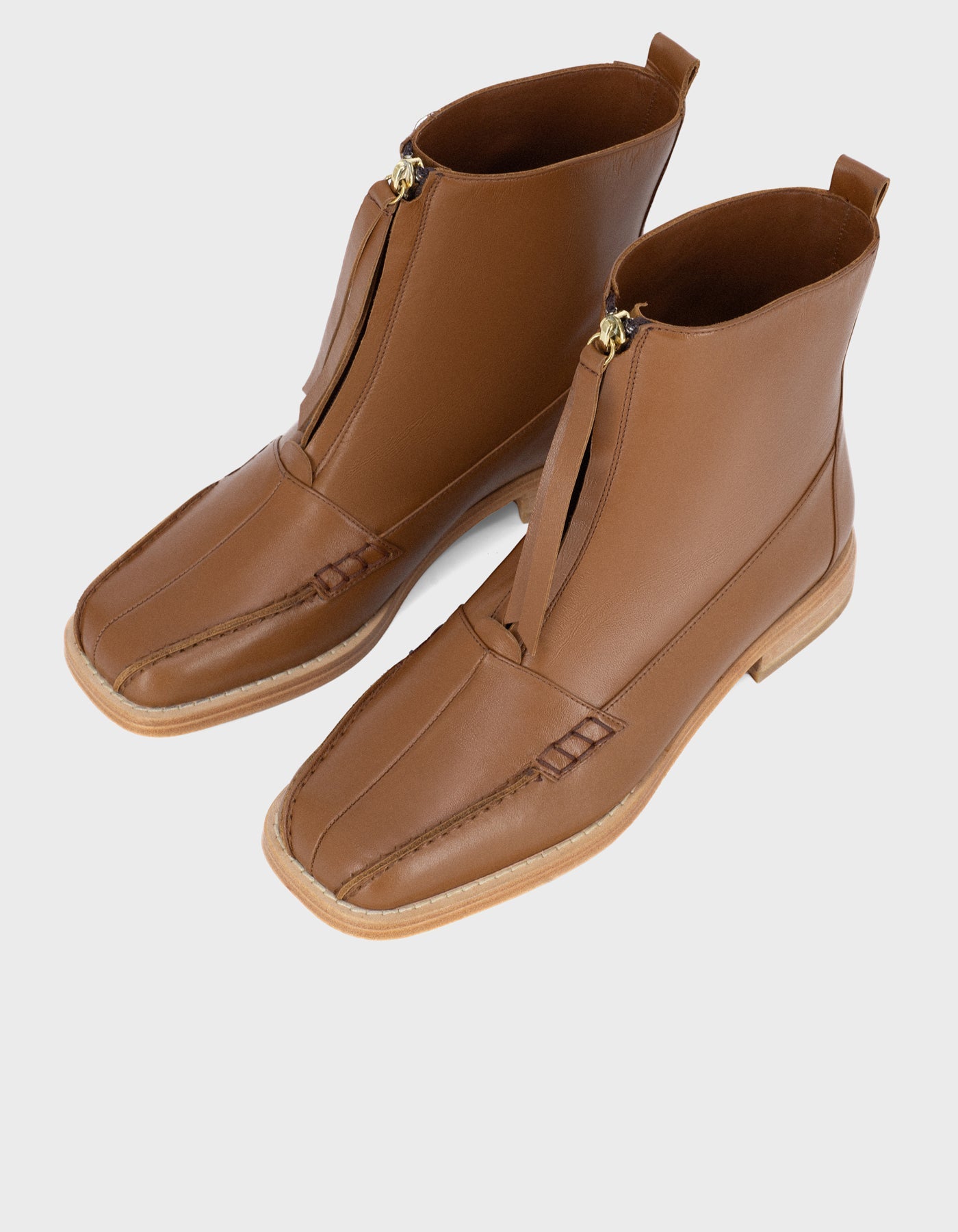 Hiva Atelier | Block Detail Ankle Boots WOOD | Her Tarza Uygun Deri Aksesuarlar