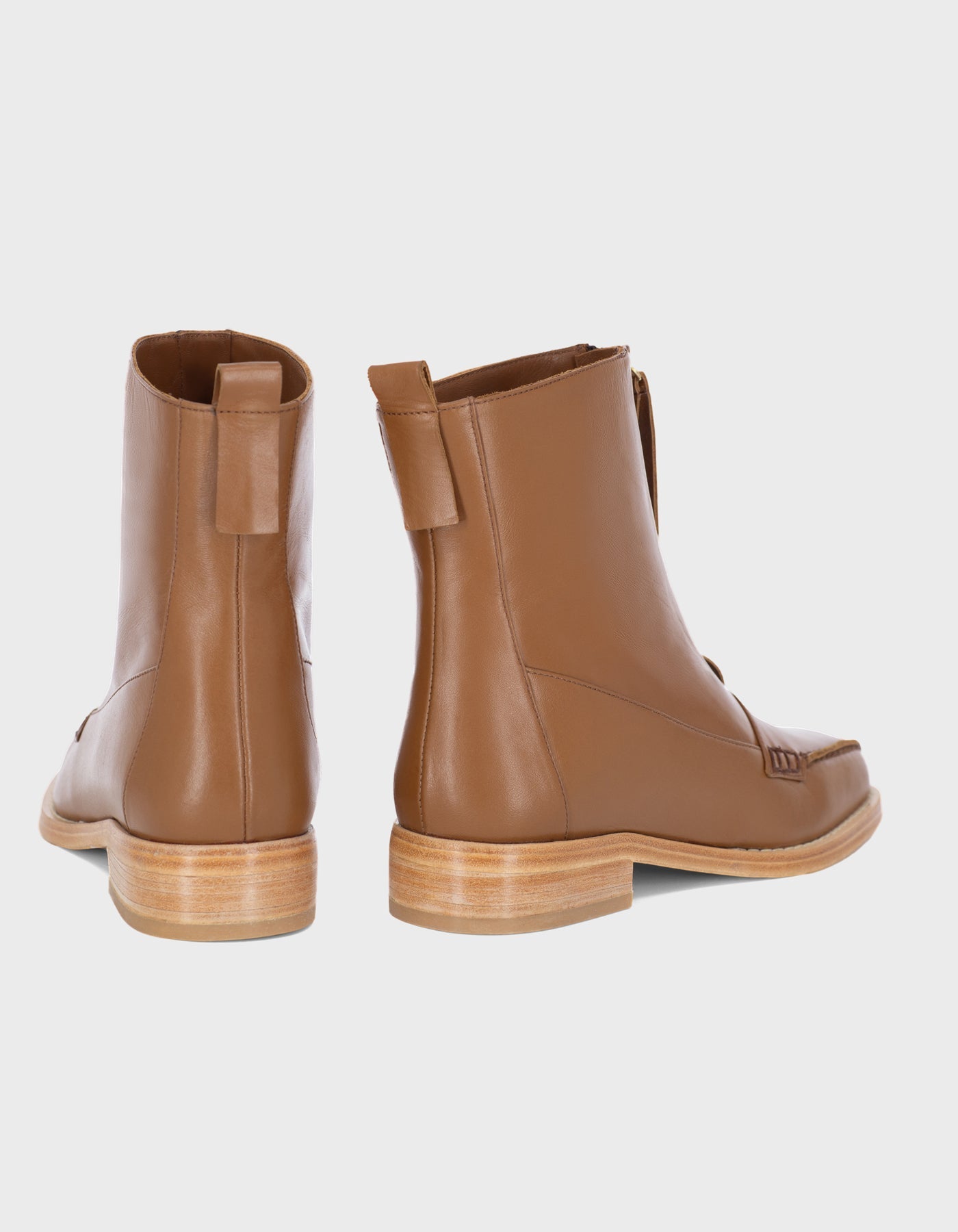Hiva Atelier | Block Detail Ankle Boots WOOD | Her Tarza Uygun Deri Aksesuarlar