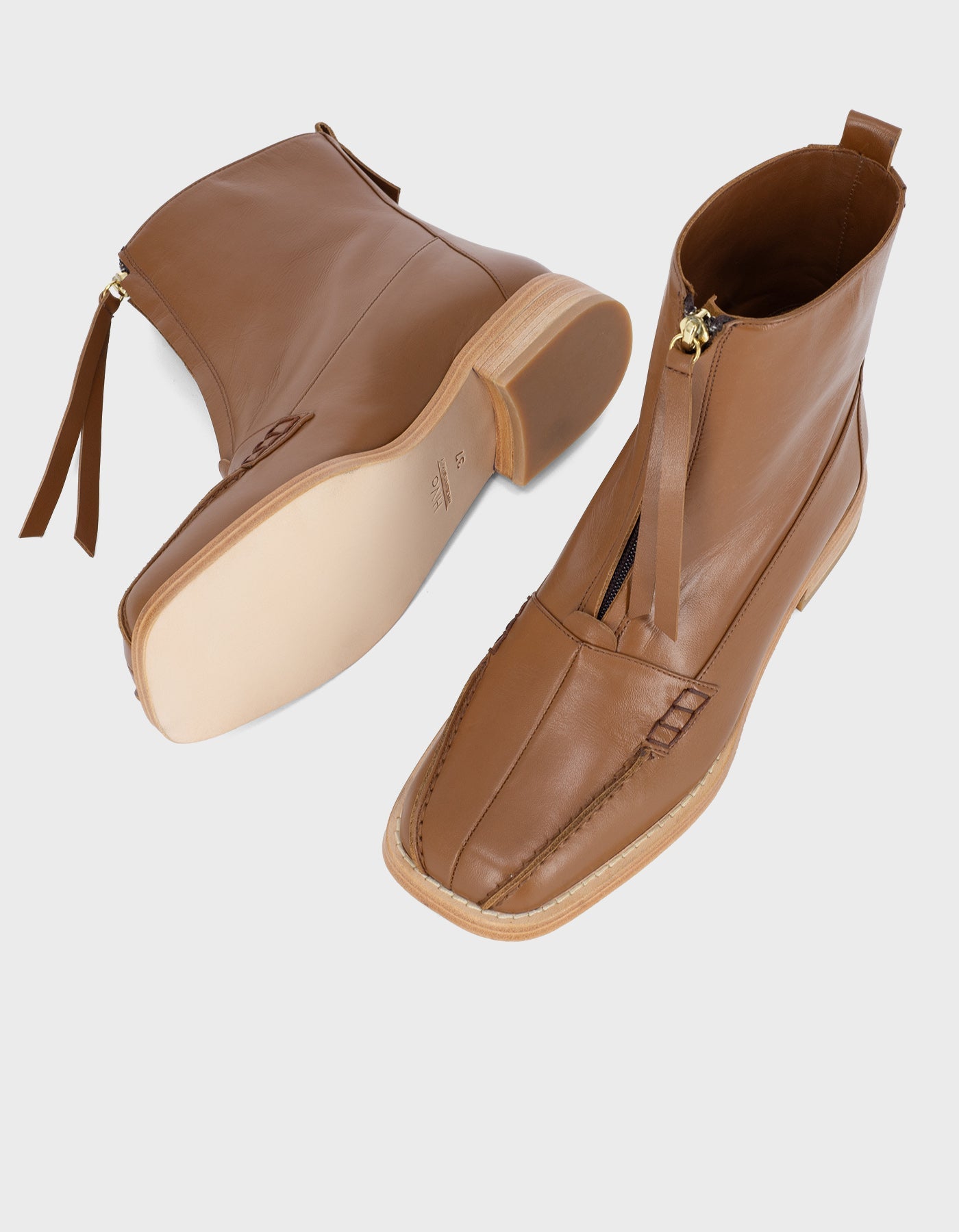 Hiva Atelier | Block Detail Ankle Boots WOOD | Her Tarza Uygun Deri Aksesuarlar