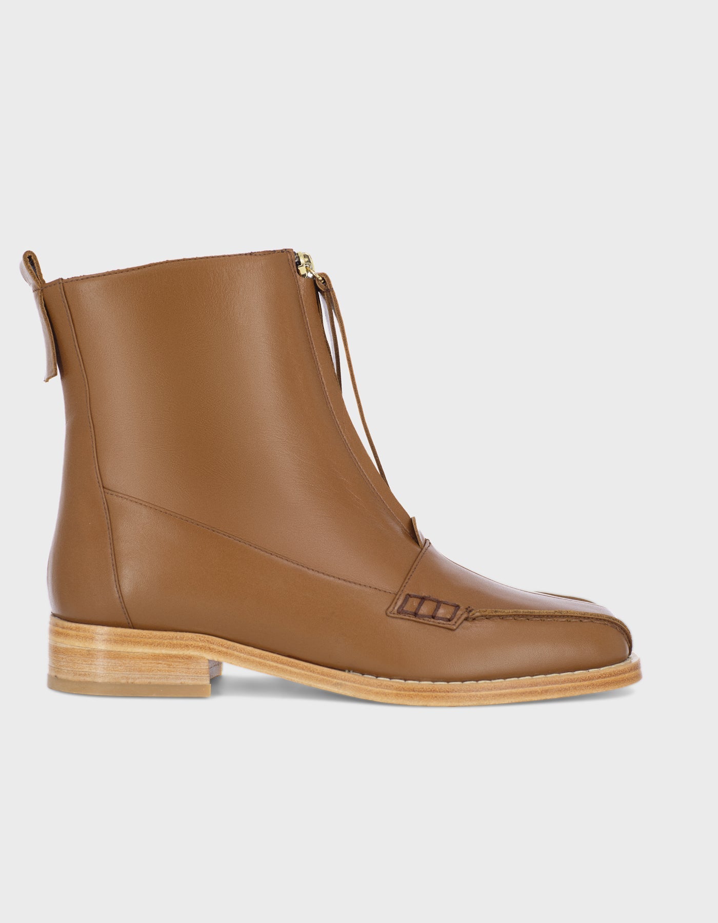 Hiva Atelier | Block Detail Ankle Boots WOOD | Beautiful and Versatile Leather Accessories