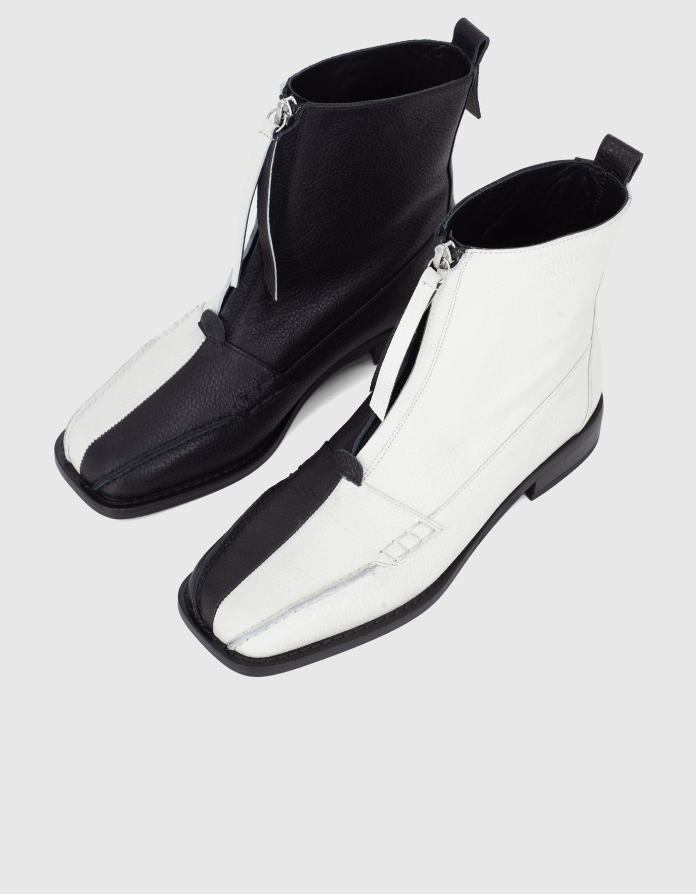 Hiva Atelier | Block Detail Ankle Boots BLACK & BONE | Beautiful and Versatile Leather Accessories