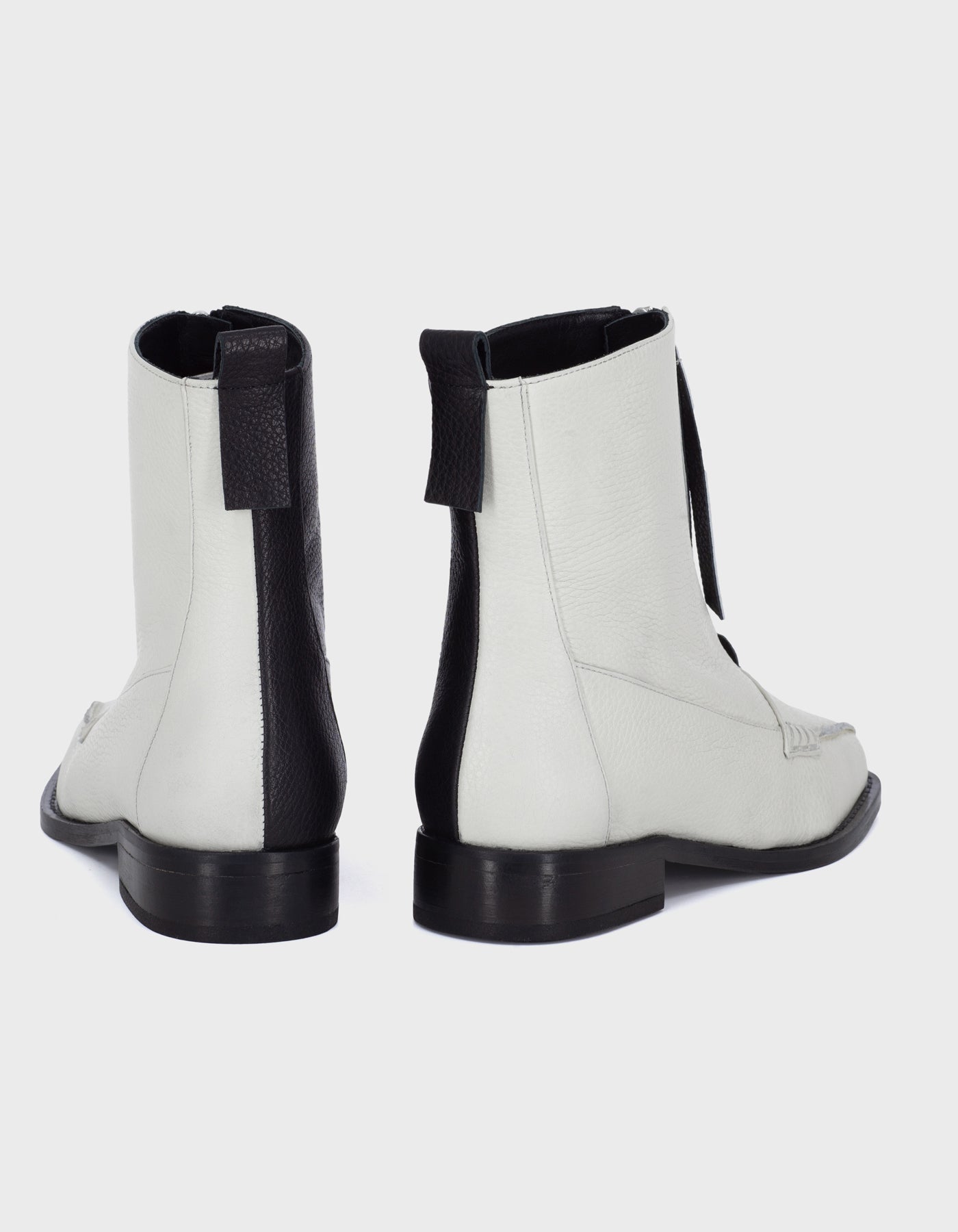 Hiva Atelier | Block Detail Ankle Boots BLACK & BONE | Beautiful and Versatile Leather Accessories