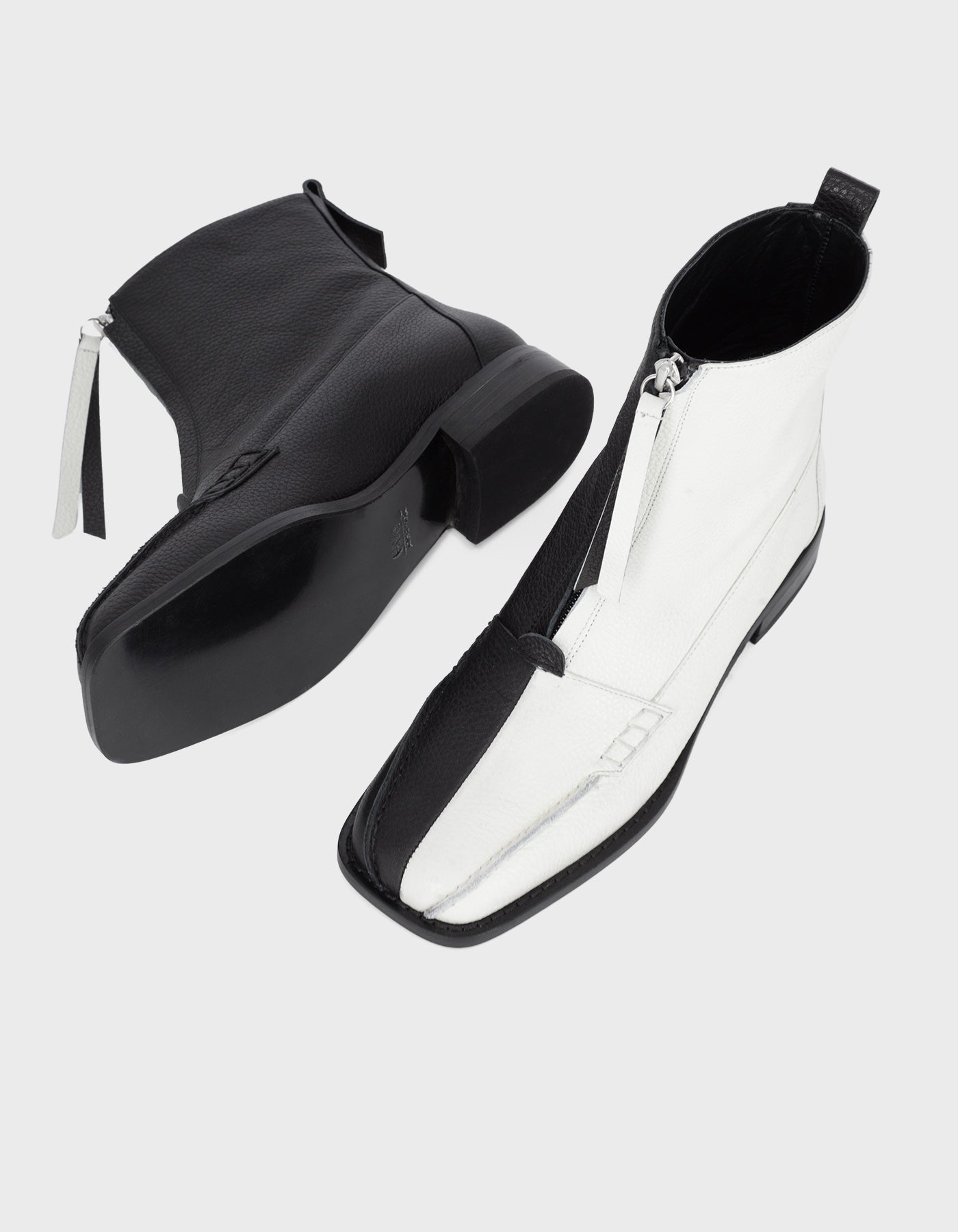 Hiva Atelier | Block Detail Ankle Boots BLACK & BONE | Beautiful and Versatile Leather Accessories