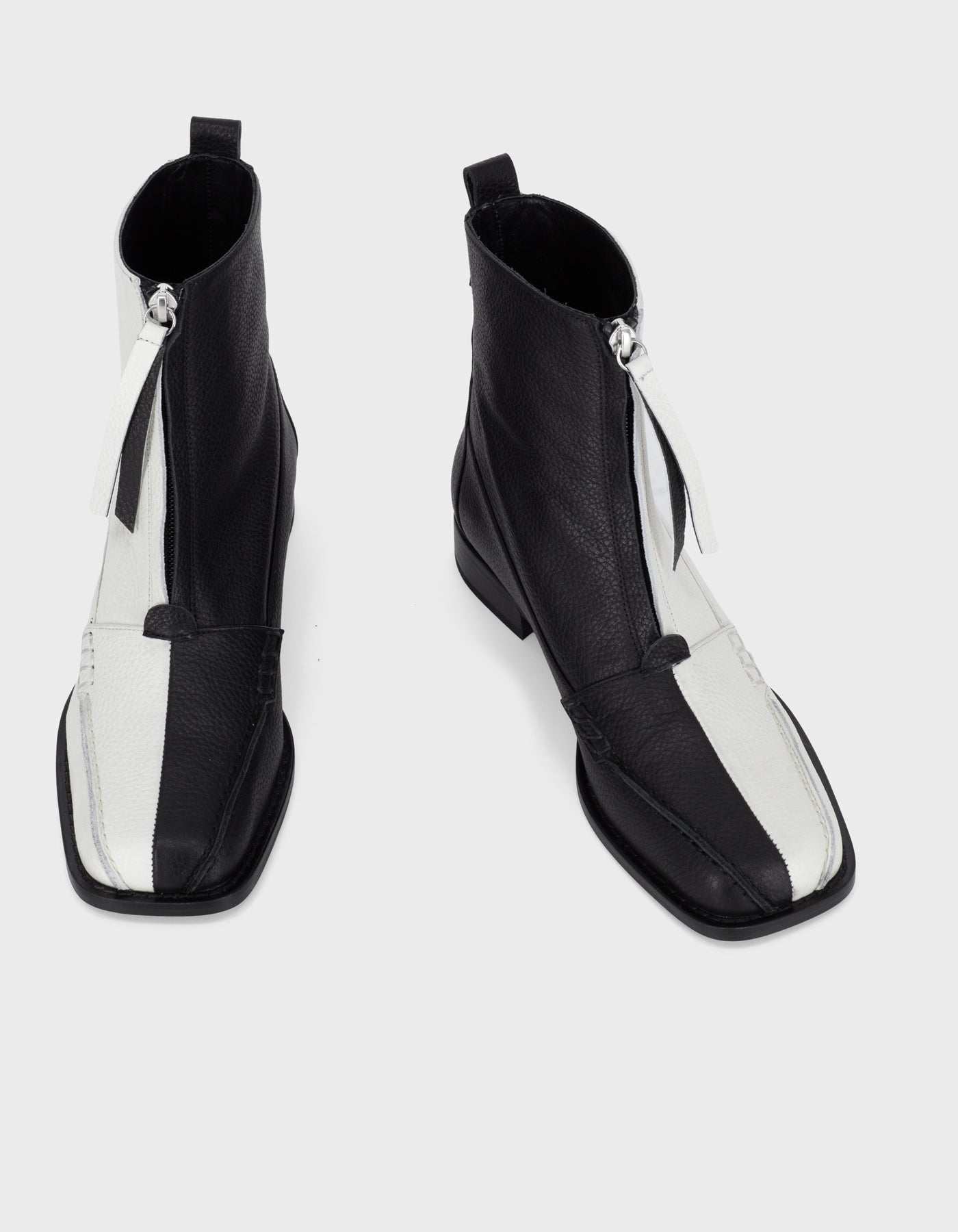 Hiva Atelier | Block Detail Ankle Boots BLACK & BONE | Beautiful and Versatile Leather Accessories