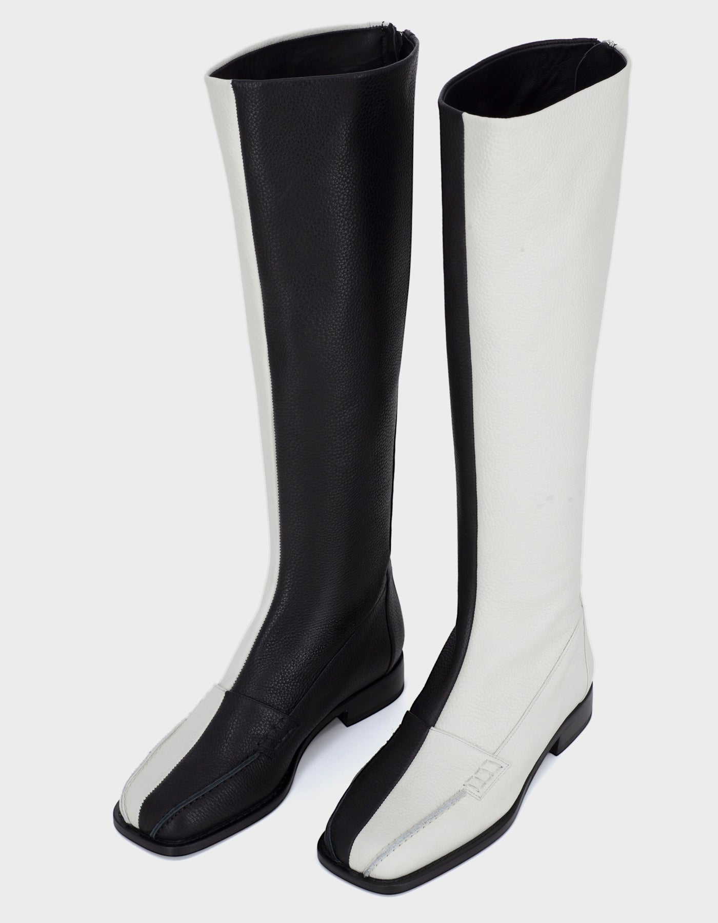 Hiva Atelier | Block Detail Knee Boots BLACK & BONE | Beautiful and Versatile Leather Accessories