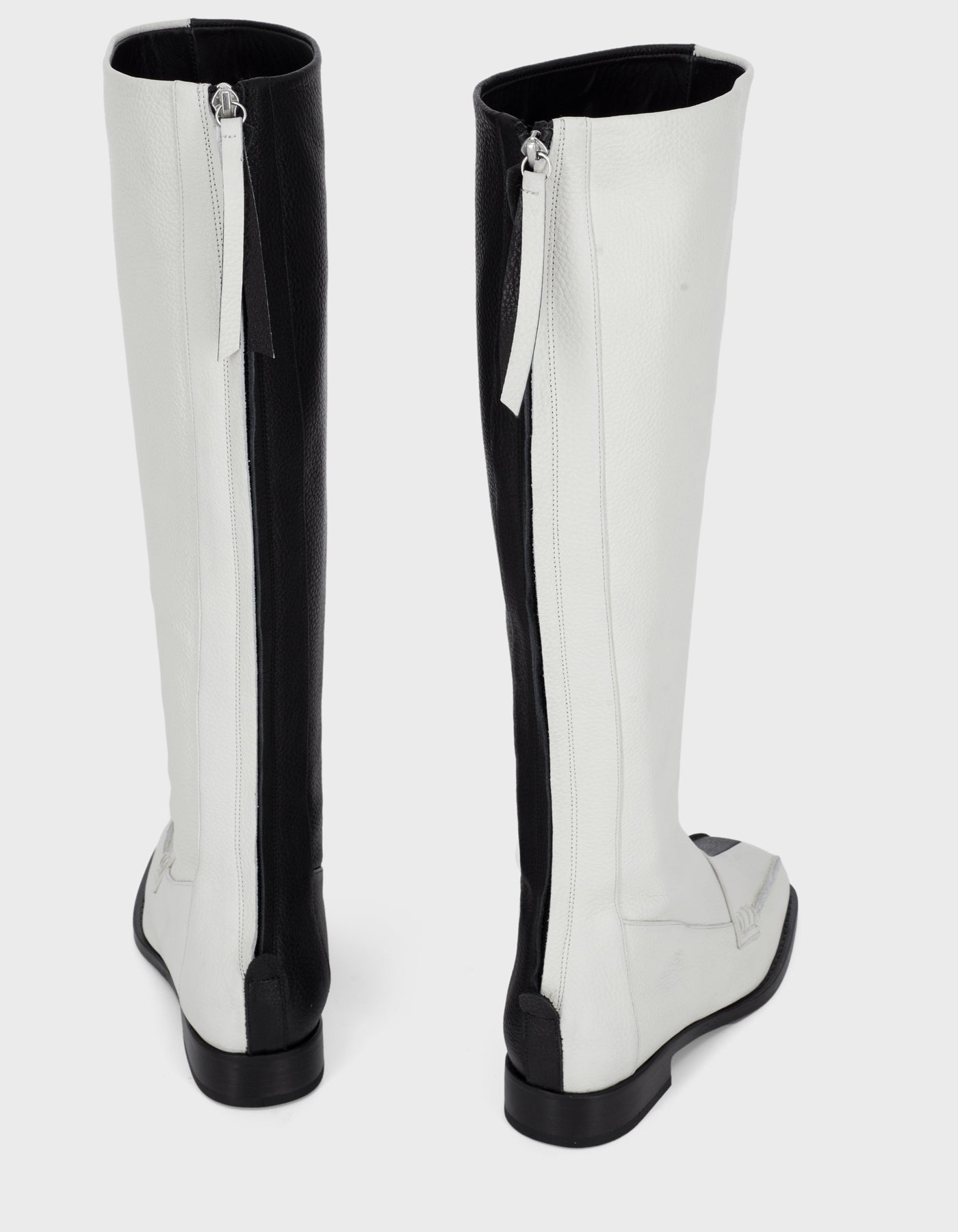 Hiva Atelier | Block Detail Knee Boots BLACK & BONE | Beautiful and Versatile Leather Accessories