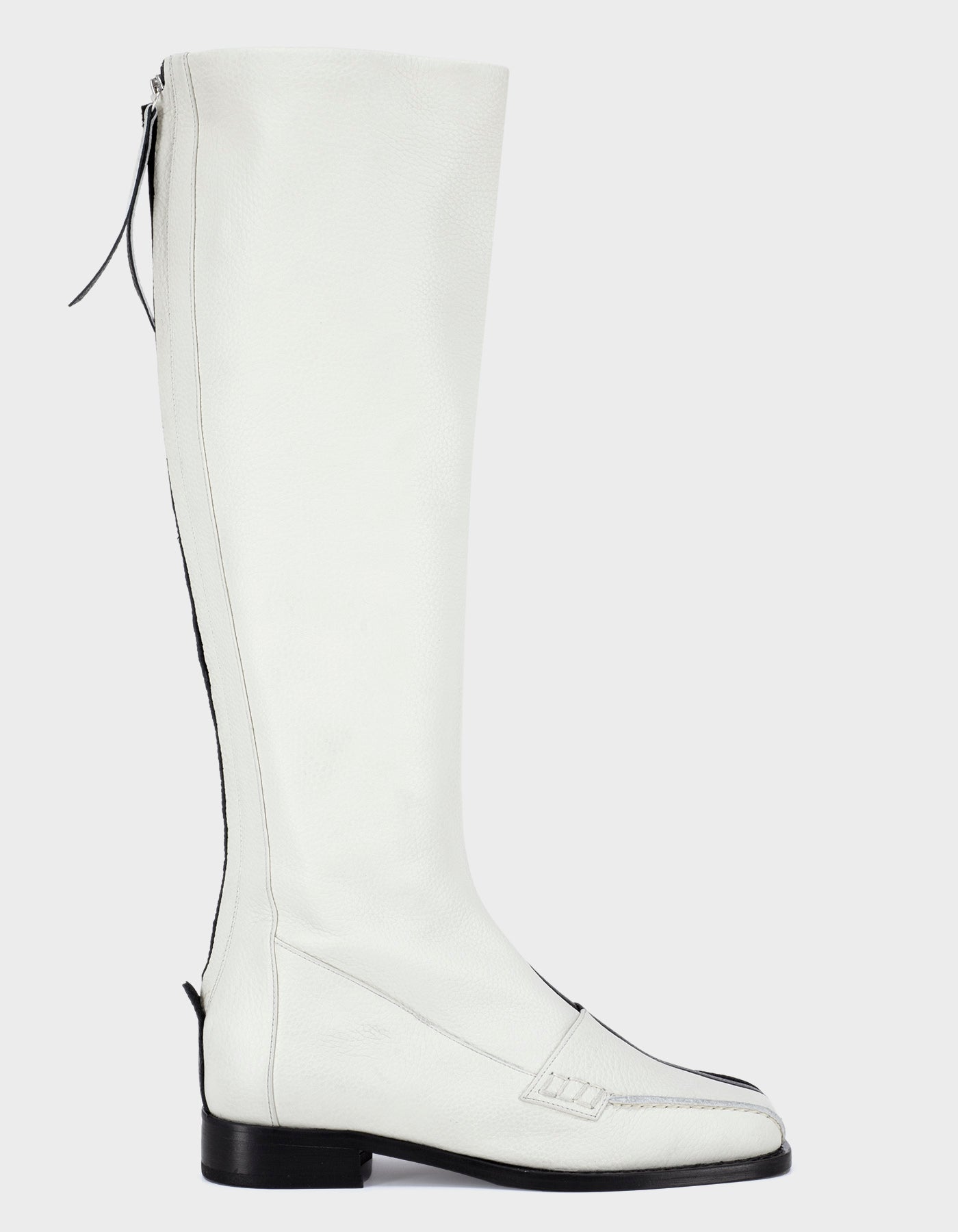 Hiva Atelier | Block Detail Knee Boots BLACK & BONE | Beautiful and Versatile Leather Accessories