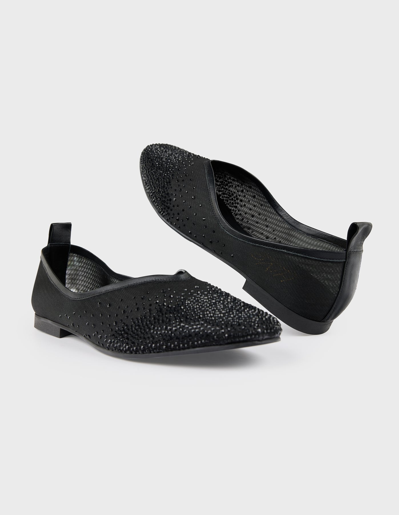 Hiva Atelier | Crystal Embellished Ballet Flat Black | Her Tarza Uygun Deri Aksesuarlar