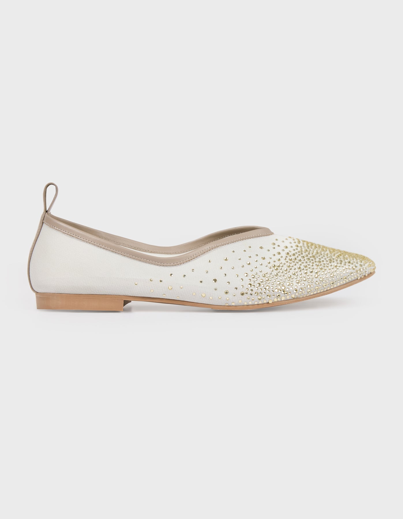 Hiva Atelier | Crystal Embellished Ballet Flat Beige | Her Tarza Uygun Deri Aksesuarlar