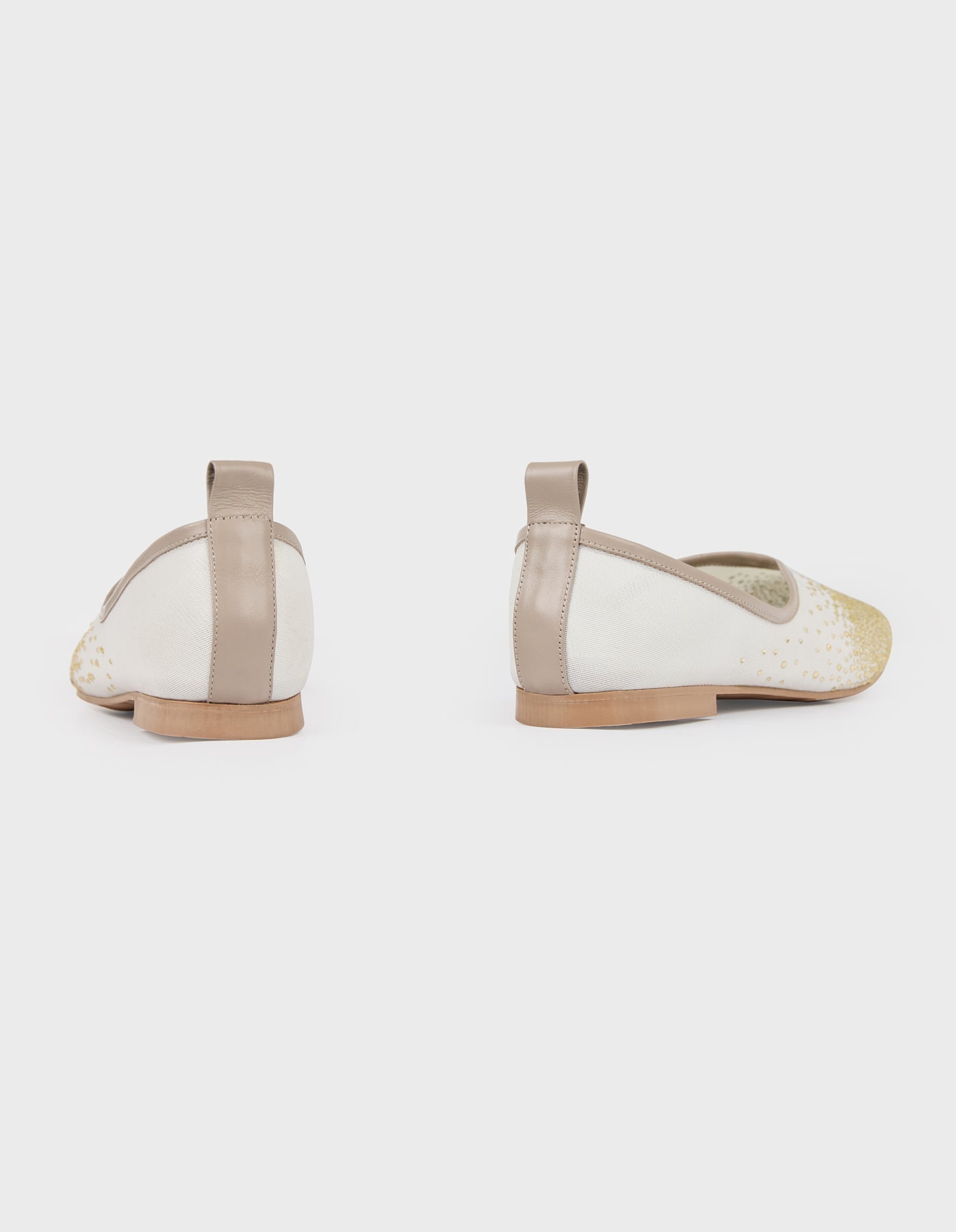 Hiva Atelier | Crystal Embellished Ballet Flat Beige | Beautiful and Versatile Leather Accessories