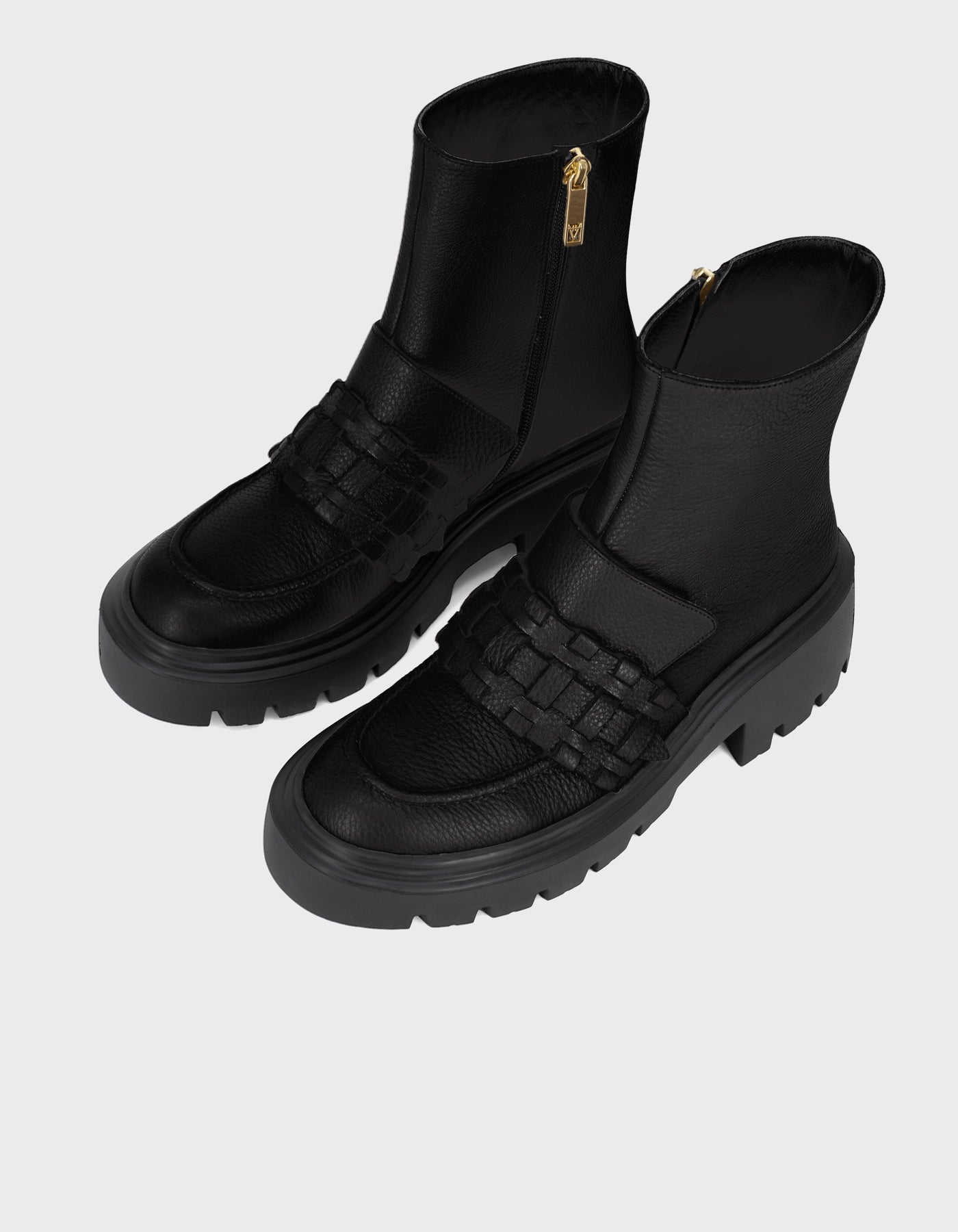 Hiva Atelier | Woven Detail Ankle Boots BLACK | Her Tarza Uygun Deri Aksesuarlar