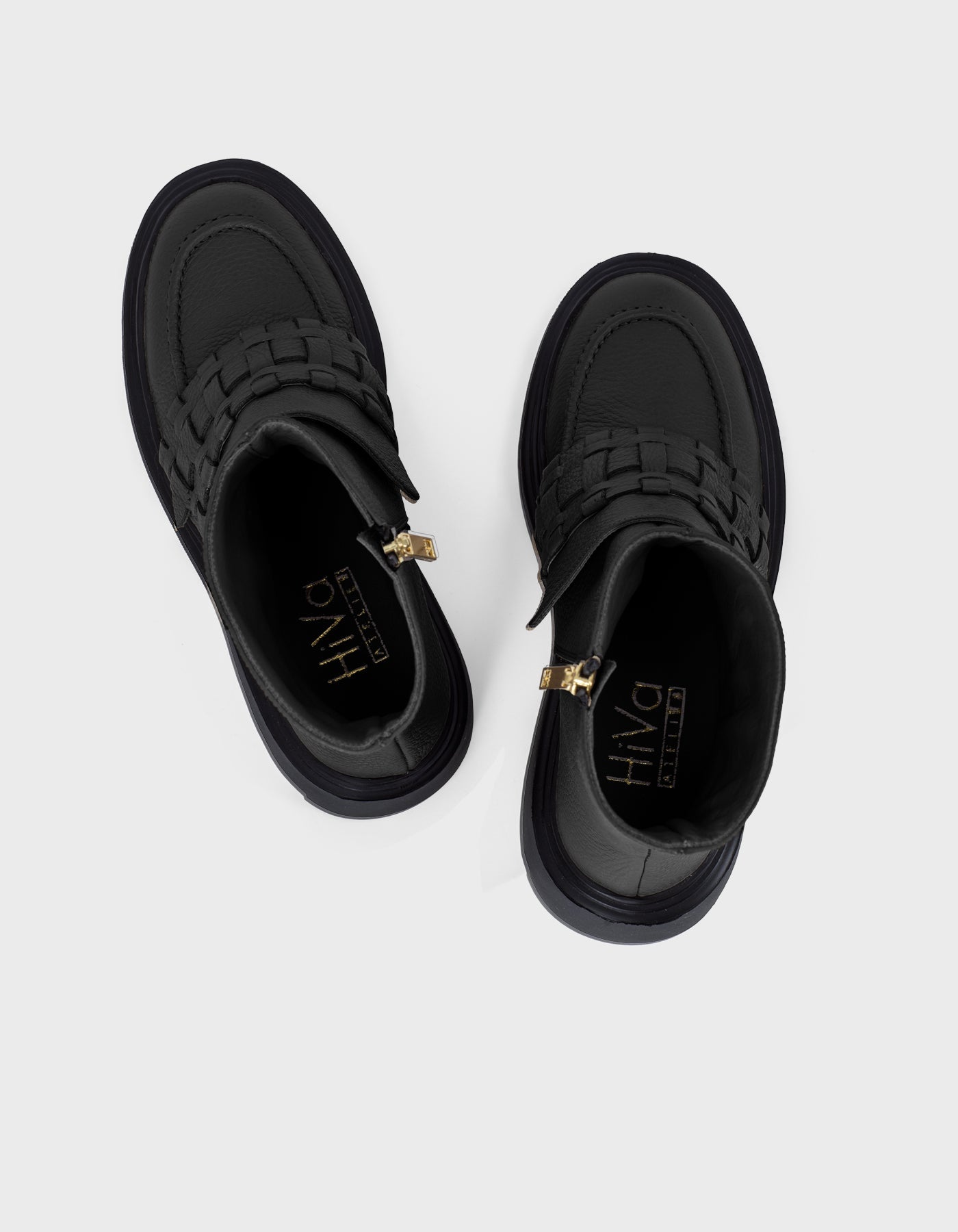 Hiva Atelier | Woven Detail Ankle Boots BLACK | Beautiful and Versatile Leather Accessories
