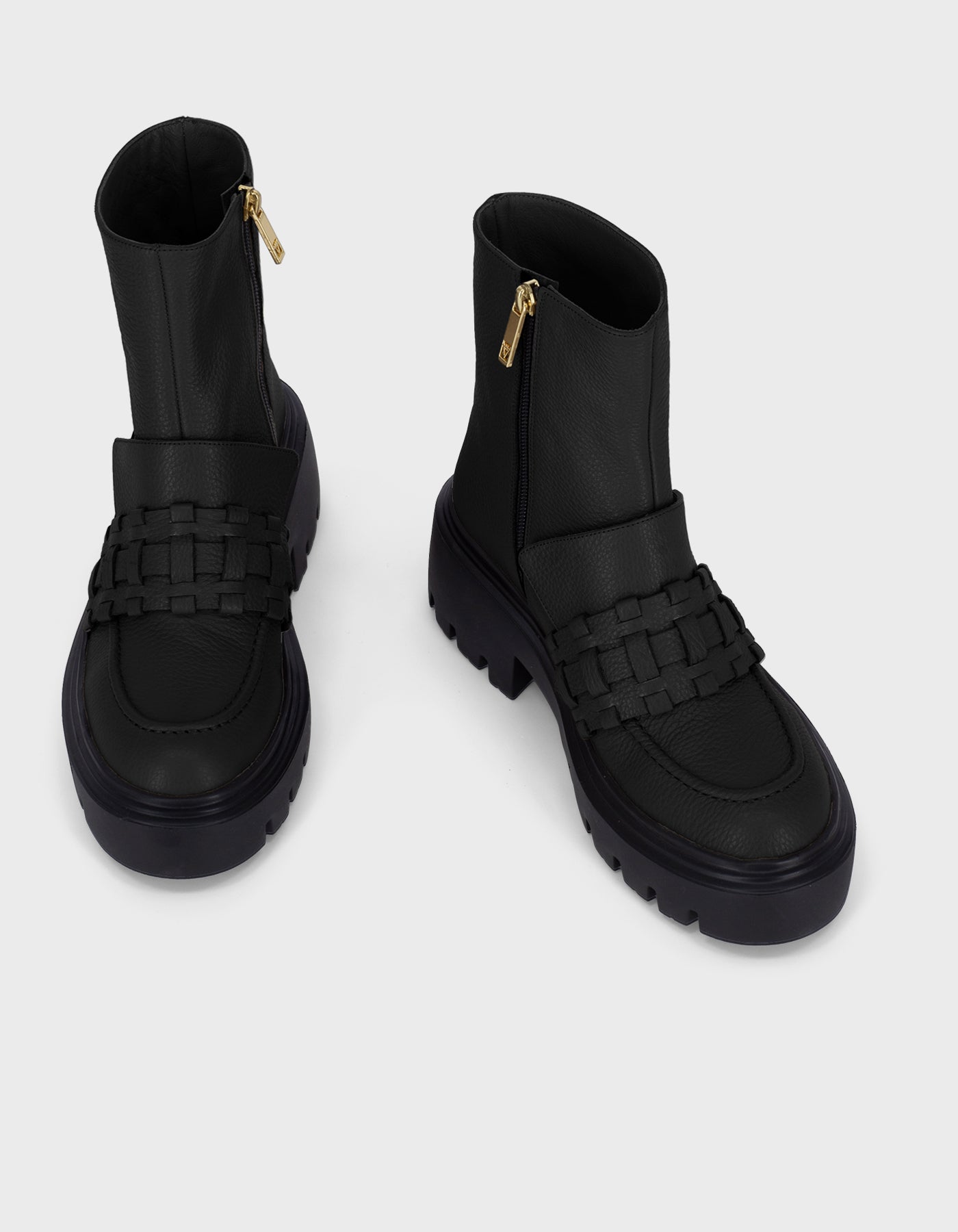 Hiva Atelier | Woven Detail Ankle Boots BLACK | Beautiful and Versatile Leather Accessories