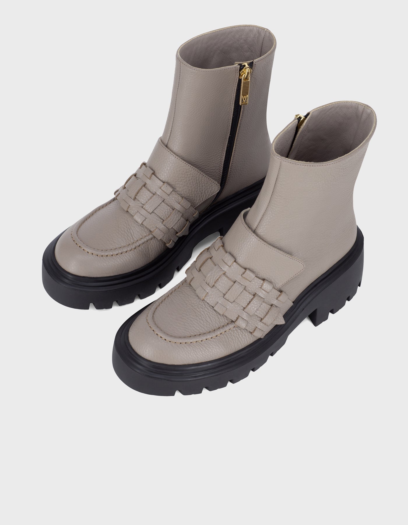 Hiva Atelier | Woven Detail Ankle Boots MINK | Beautiful and Versatile Leather Accessories