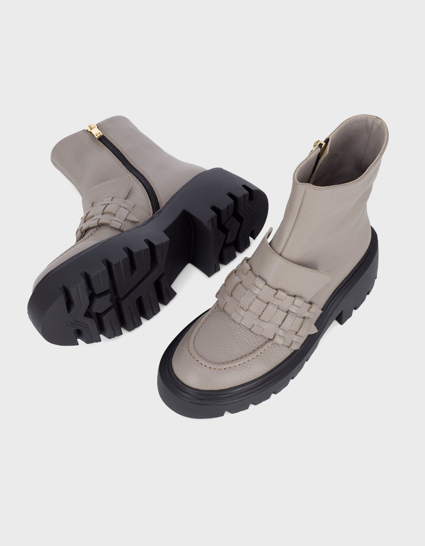 Hiva Atelier | Woven Detail Ankle Boots MINK | Beautiful and Versatile Leather Accessories