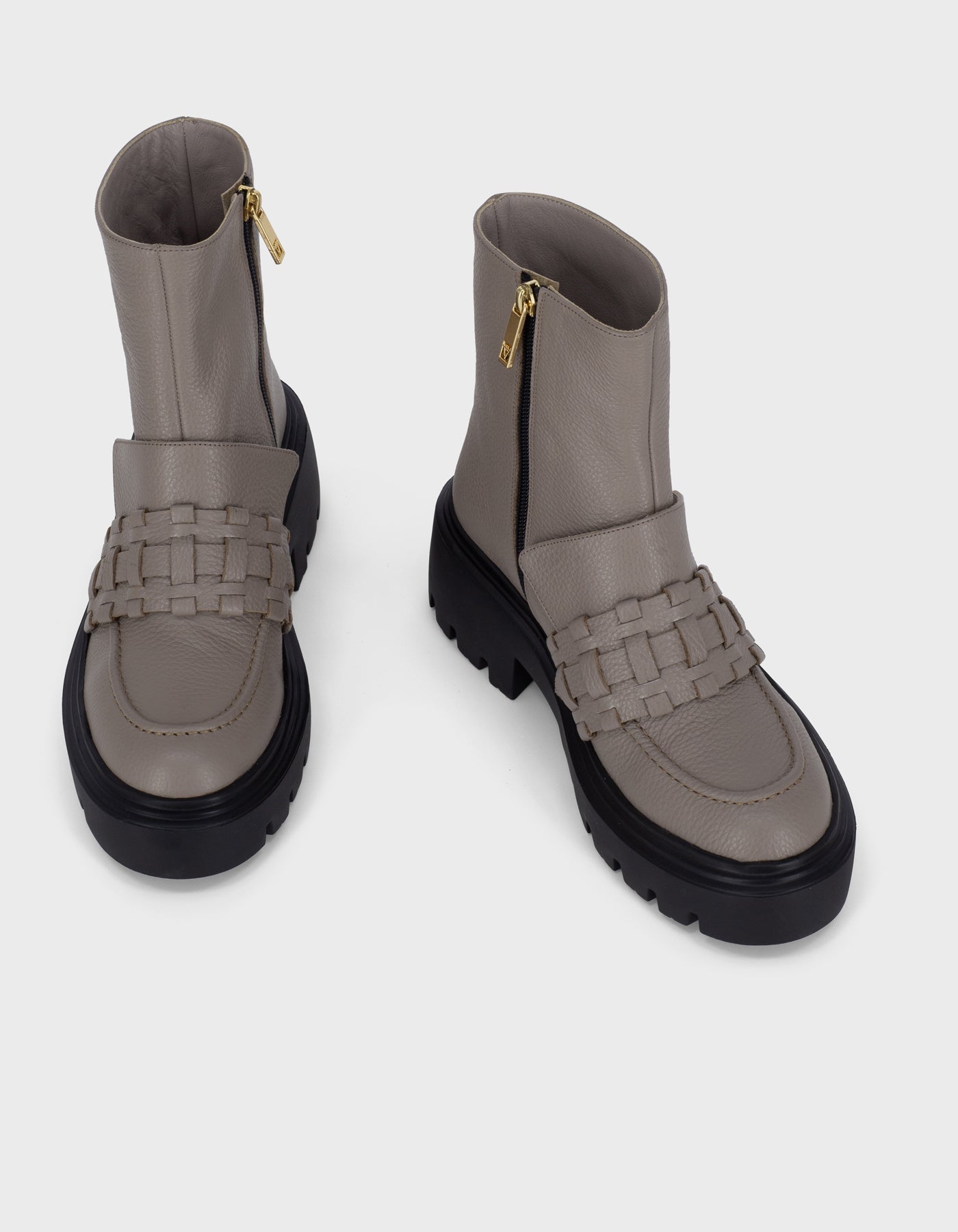 Hiva Atelier | Woven Detail Ankle Boots MINK | Beautiful and Versatile Leather Accessories