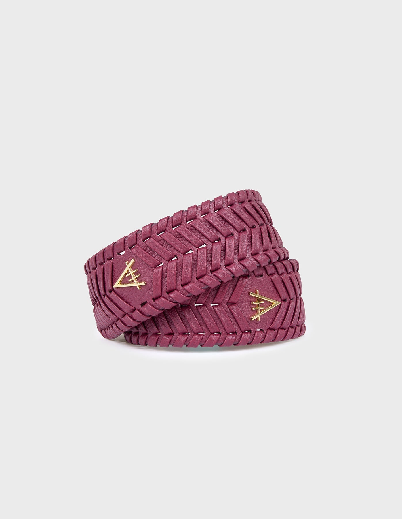 HiVa Atelier | Woven Detail Leather Strap BURGUNDY | Beautiful and Versatile Leather Accessories