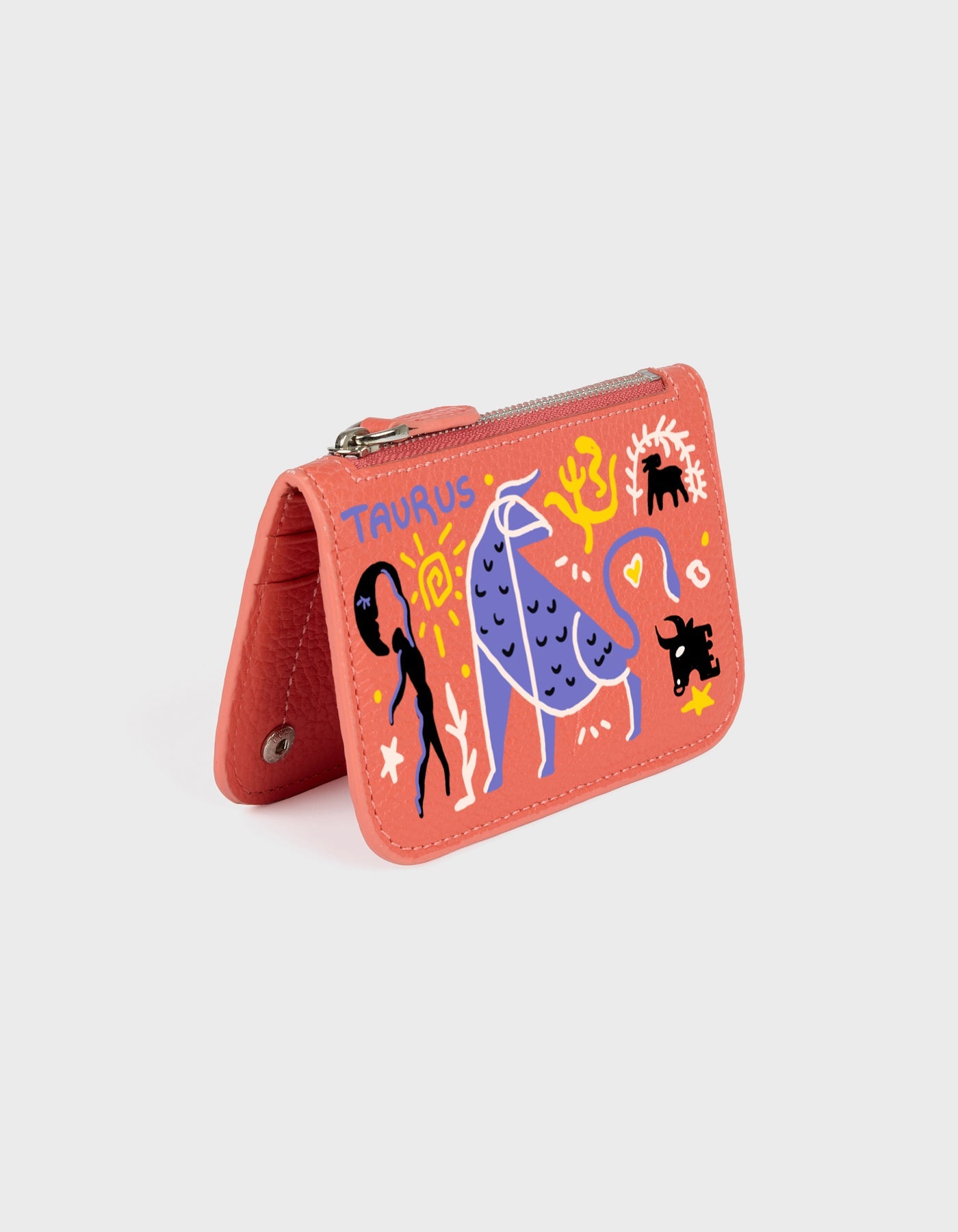 Hiva Atelier | Alae Zodiac Edition - Hand-Painted Coral Taurus | Beautiful and Versatile Leather Accessories
