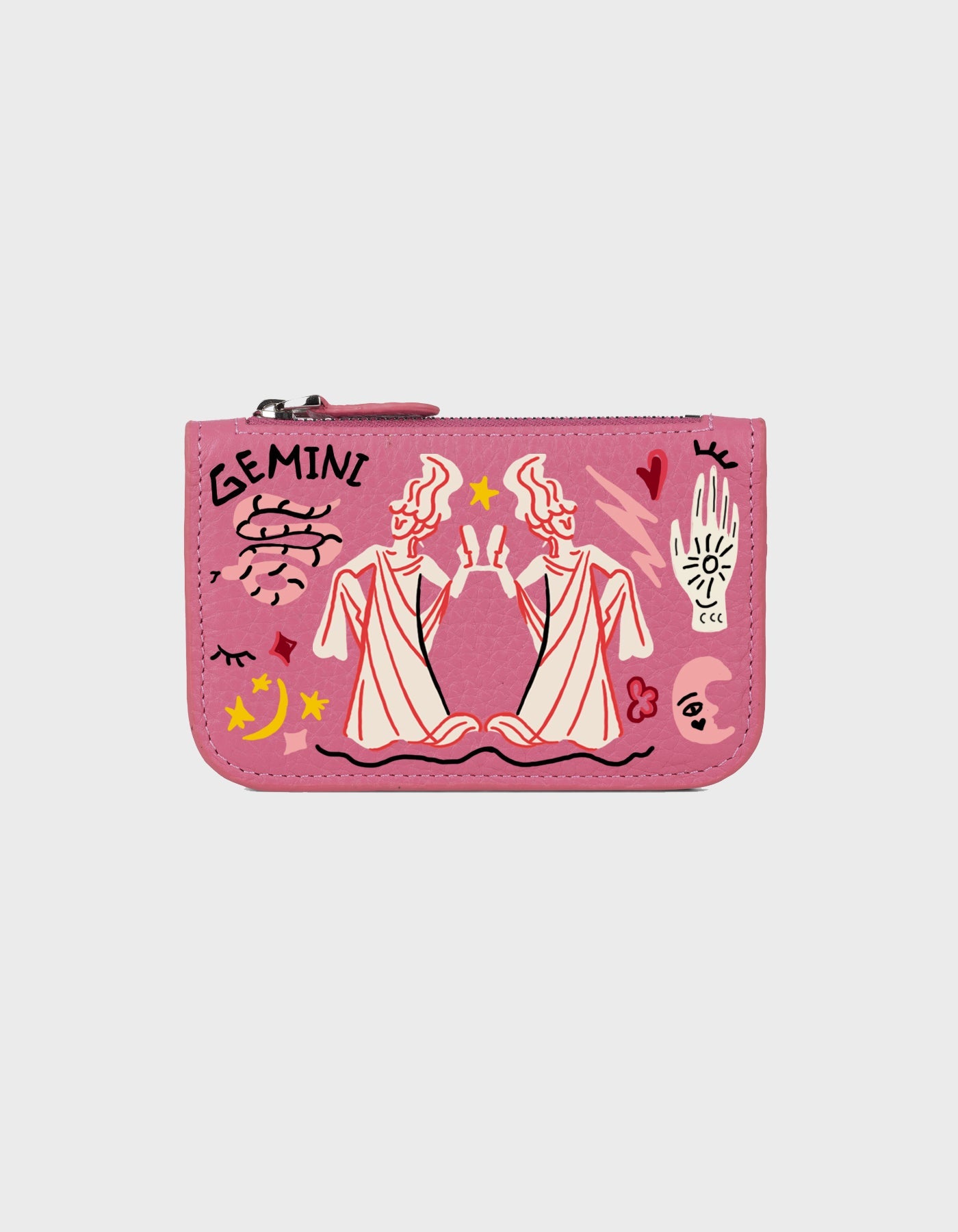 Hiva Atelier | Alae Zodiac Edition - Hand-Painted Pink Gemini | Beautiful and Versatile Leather Accessories