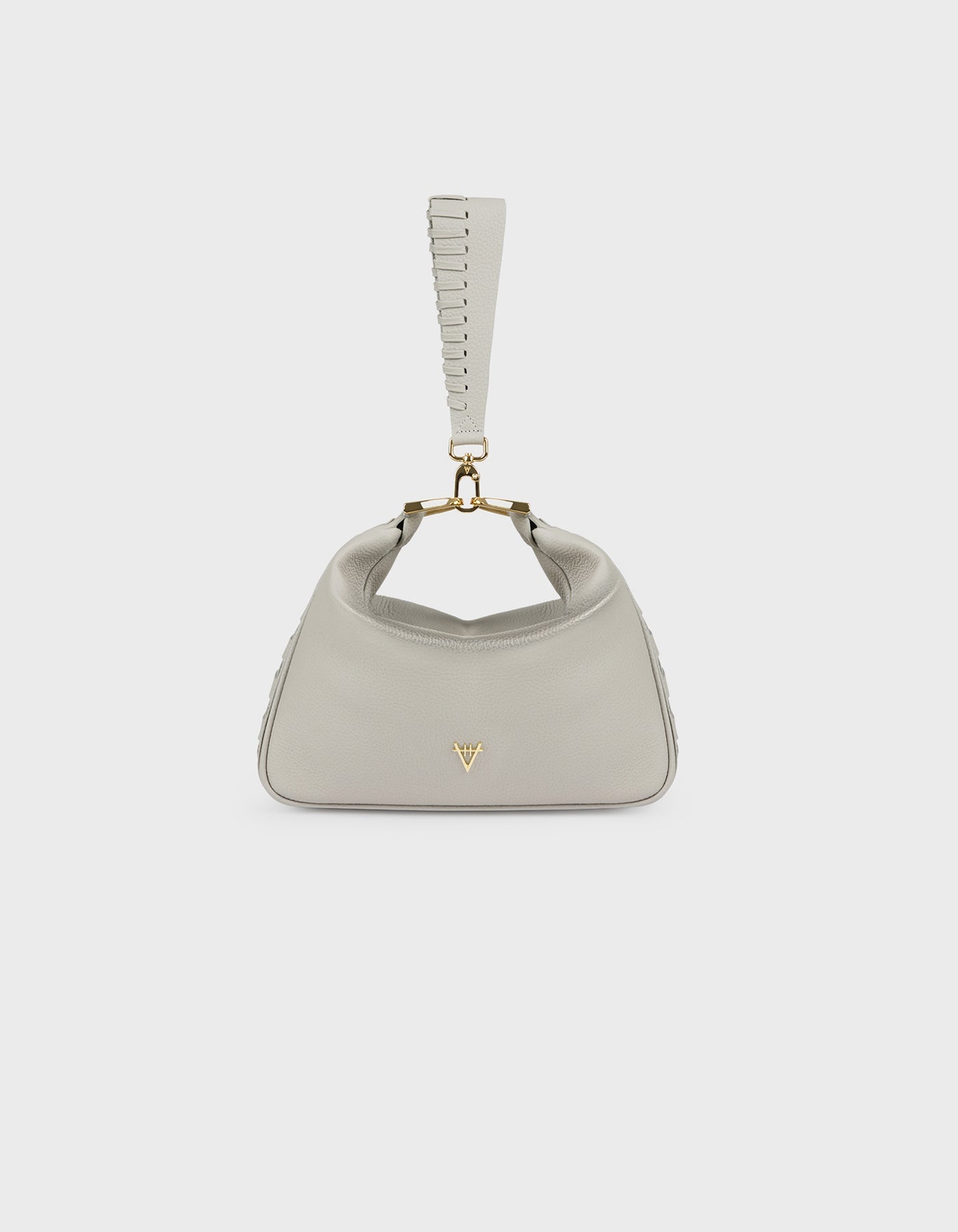 HiVa Atelier | Woven Detail Mini Hobo Bag Light Grey | Her Tarza Uygun Deri Aksesuarlar