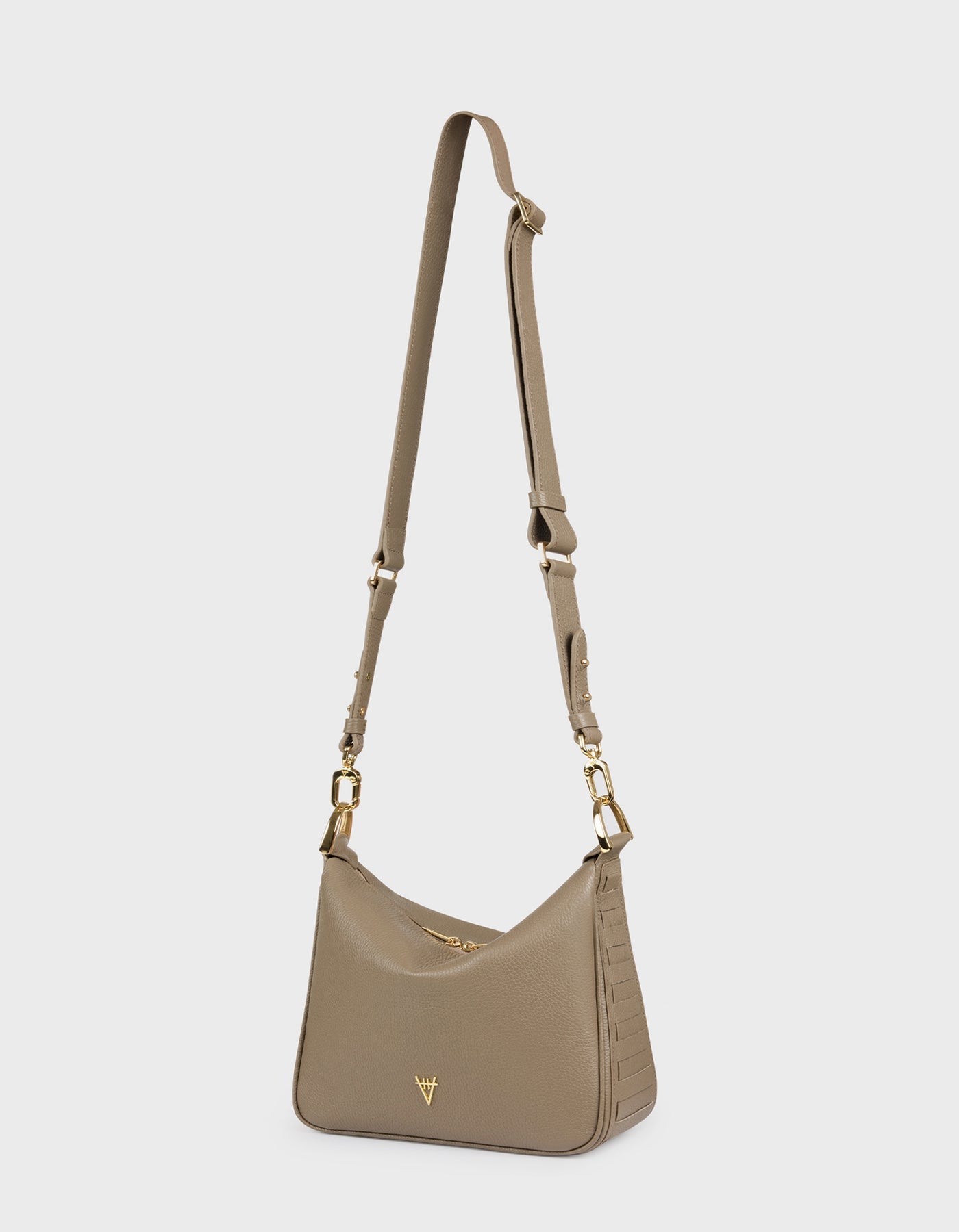 HiVa Atelier | Woven Detail Mini Hobo Bag Mink | Beautiful and Versatile Leather Accessories