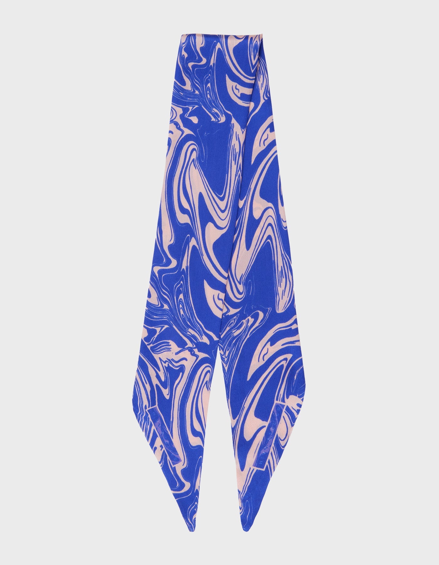 HiVa Atelier | Silk Scarf 5 X 90 CM Blocking Wave - Sodalite Blue & Mink | Beautiful and Versatile Leather Accessories