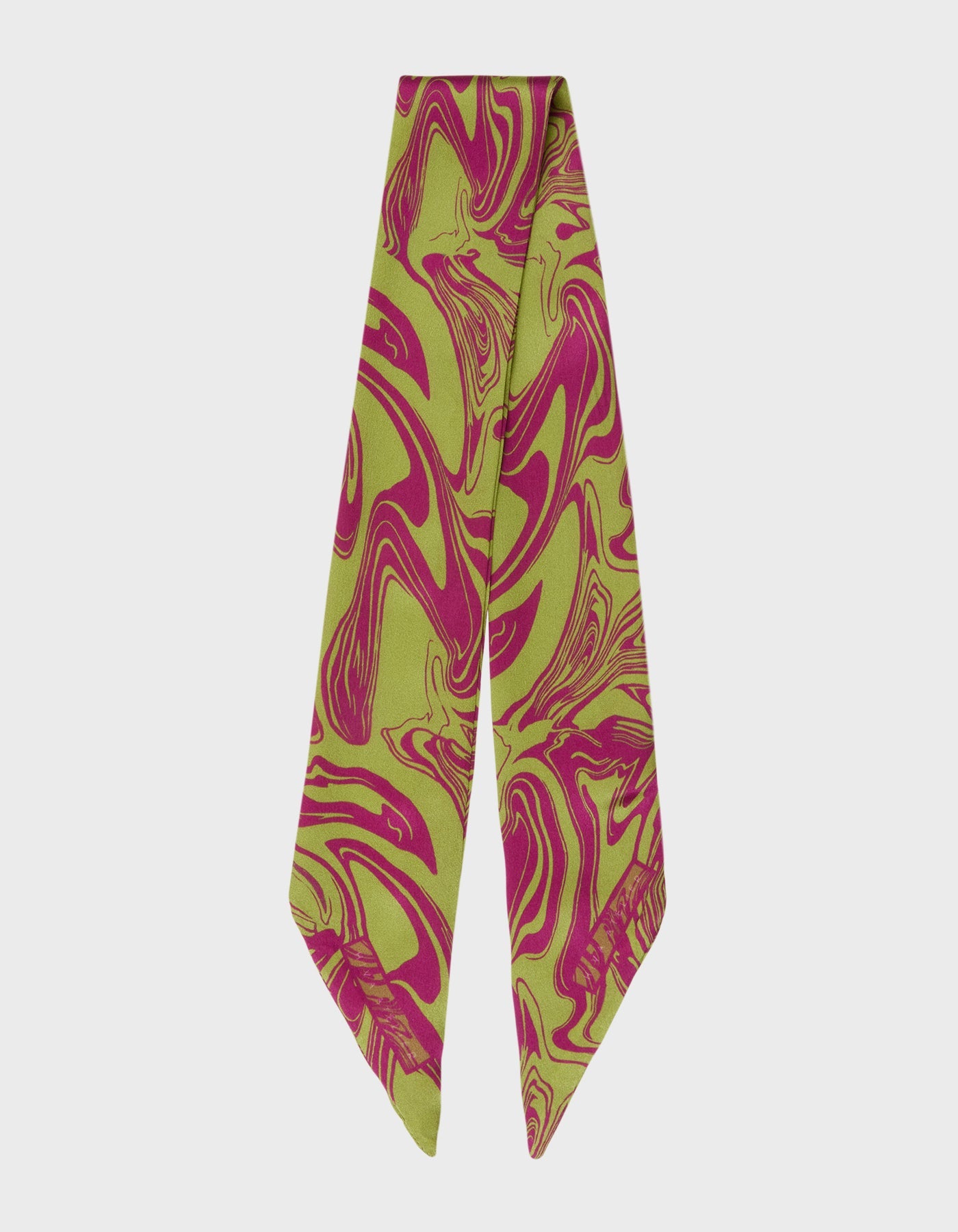 HiVa Atelier | HiVa Silk Scarf 5 X 90 CM Blocking Wave - Algae Green & Orchid Flower | Her Tarza Uygun Deri Aksesuarlar
