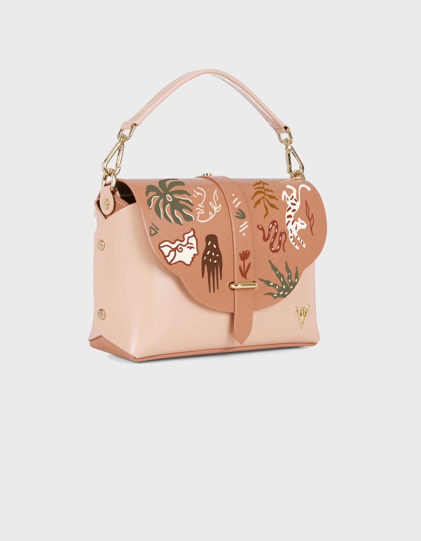 Hiva Atelier | Harmonia Shoulder Bag - Hand-Painted Wood Tales of Terra | Beautiful and Versatile Leather Accessories