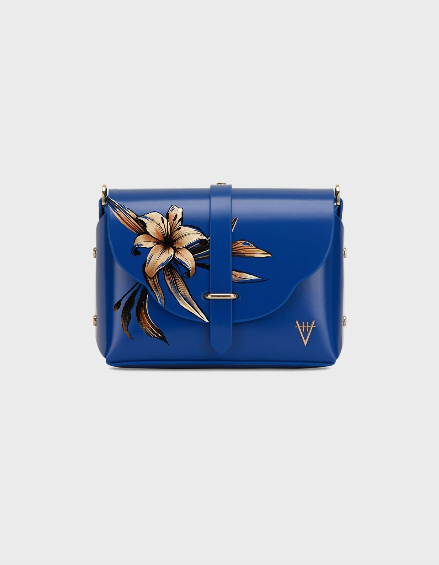Hiva Atelier | Harmonia Shoulder Bag - Hand-Painted Sodalite Blue Lily | Beautiful and Versatile Leather Accessories