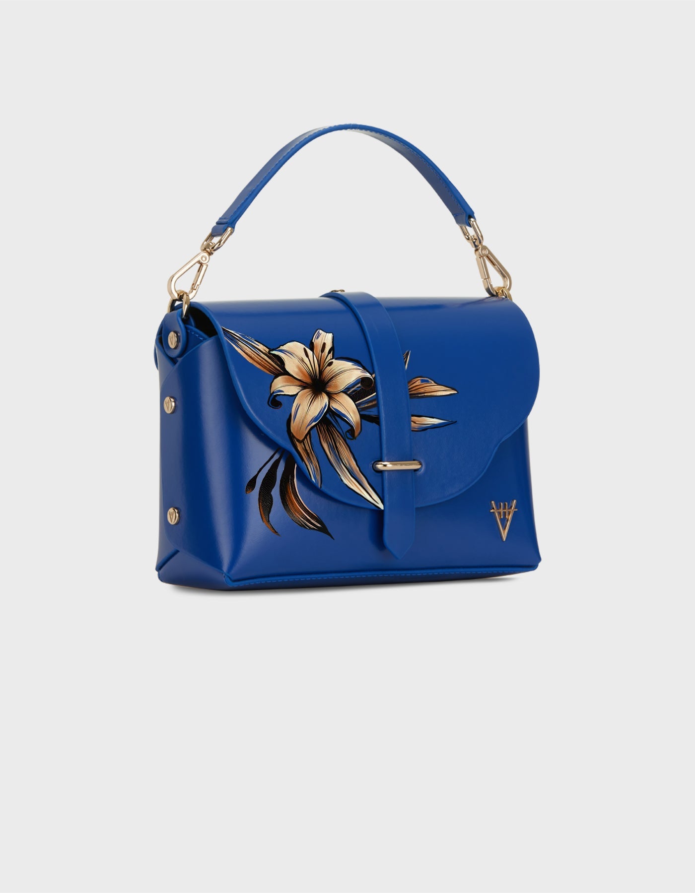 Hiva Atelier | Harmonia Shoulder Bag - Hand-Painted Sodalite Blue Lily | Beautiful and Versatile Leather Accessories