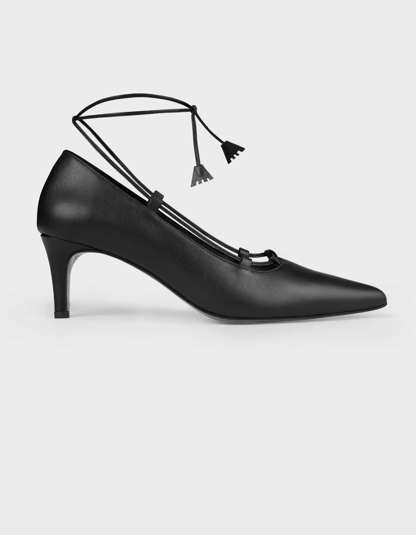 Hiva Atelier | Lace Up Pointed Toe Heels Black | Beautiful and Versatile Leather Accessories