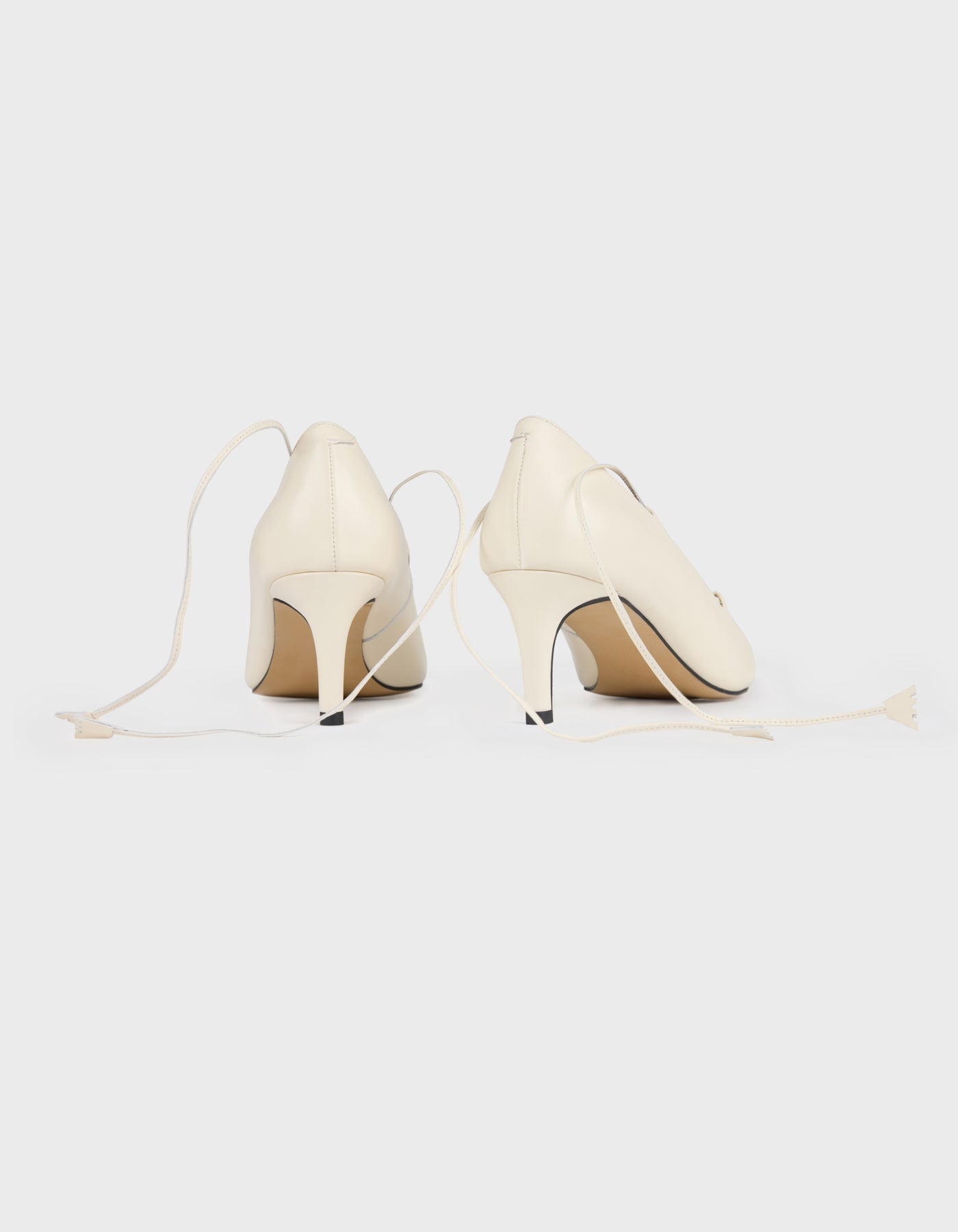 Hiva Atelier | Lace Up Pointed Toe Heels Bone | Beautiful and Versatile Leather Accessories