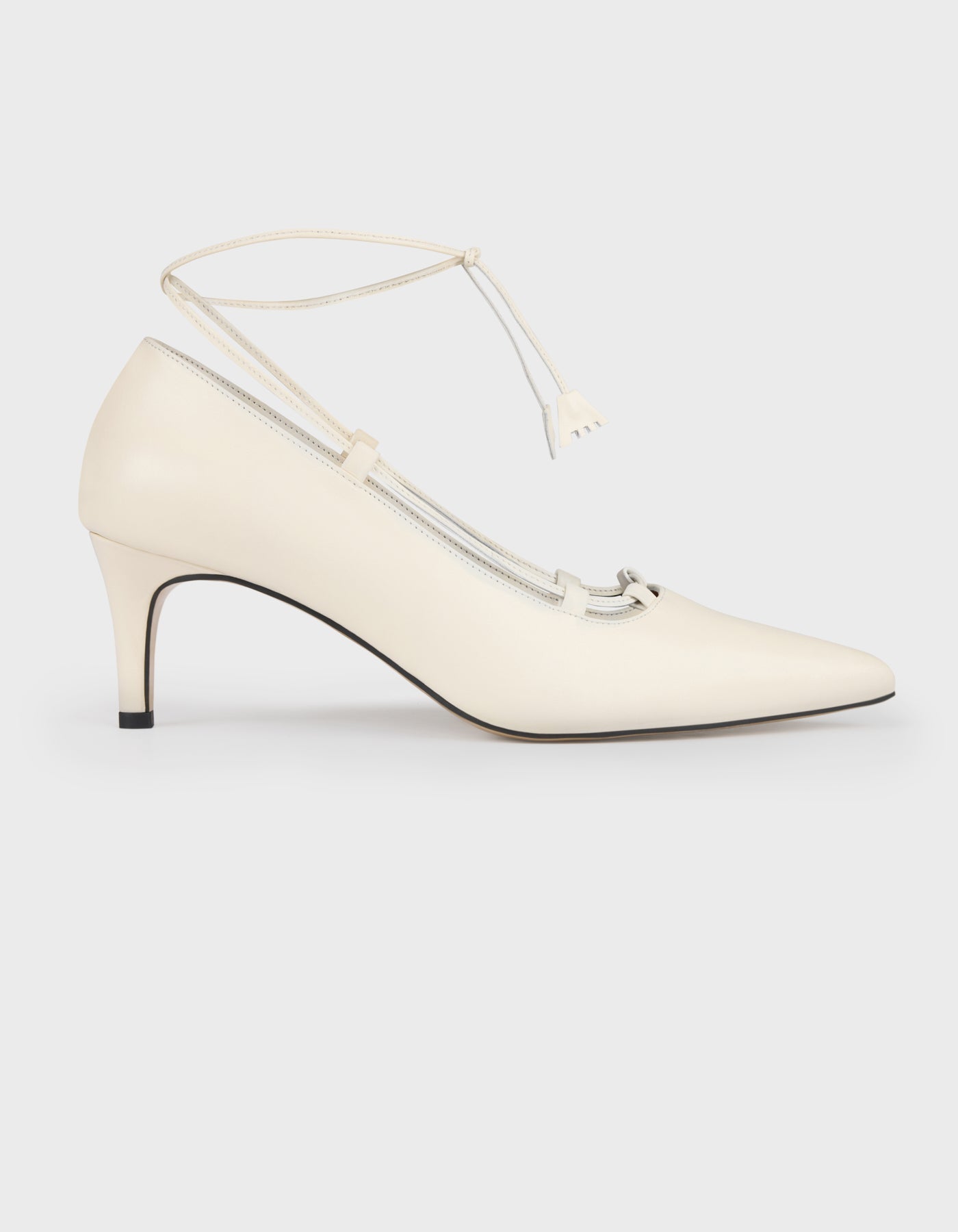 Hiva Atelier | Lace Up Pointed Toe Heels Bone | Beautiful and Versatile Leather Accessories
