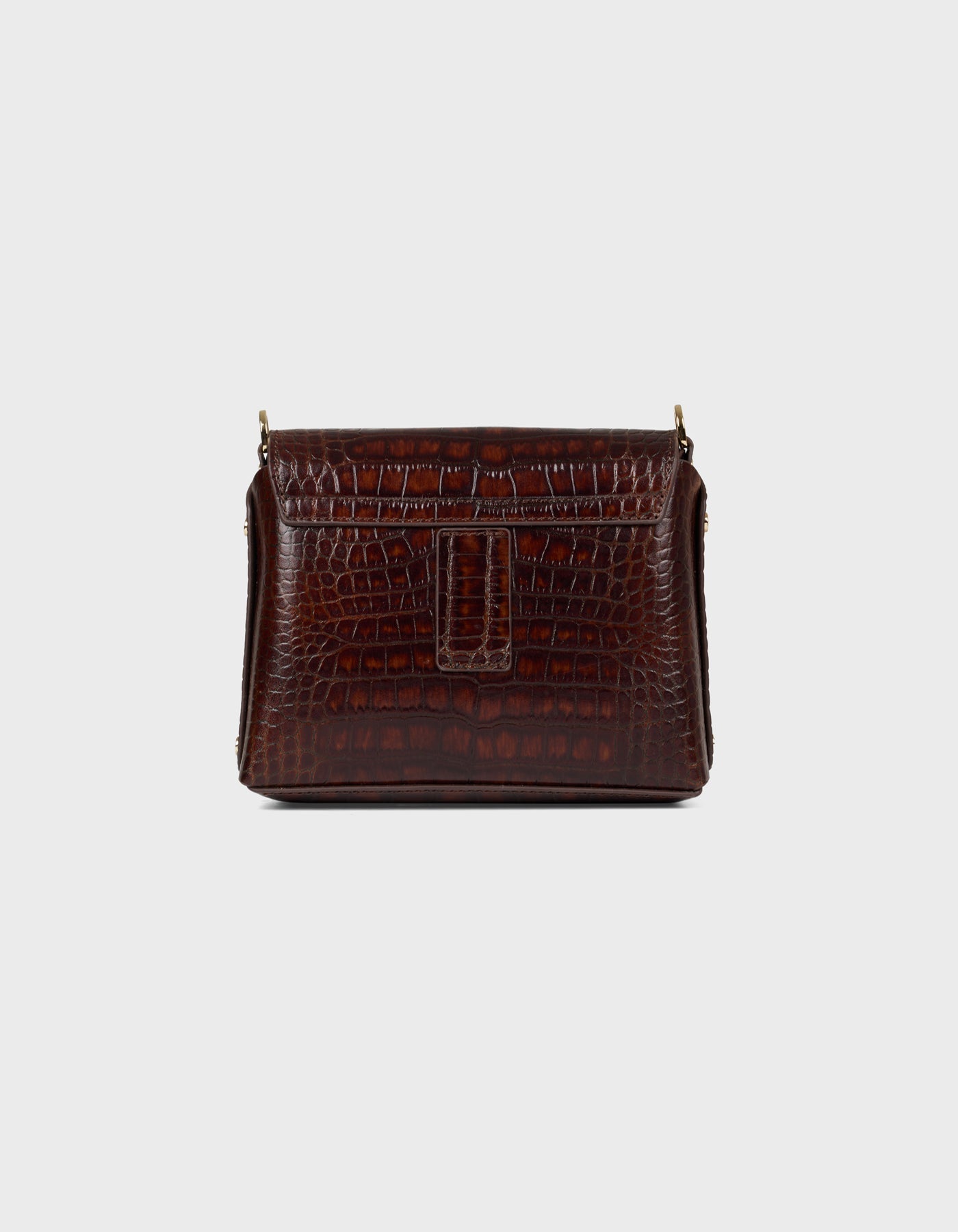 HiVa Atelier | Mini Mare Shoulder Bag Croco Effect Chocolate & Burnt Orange | Her Tarza Uygun Deri Aksesuarlar