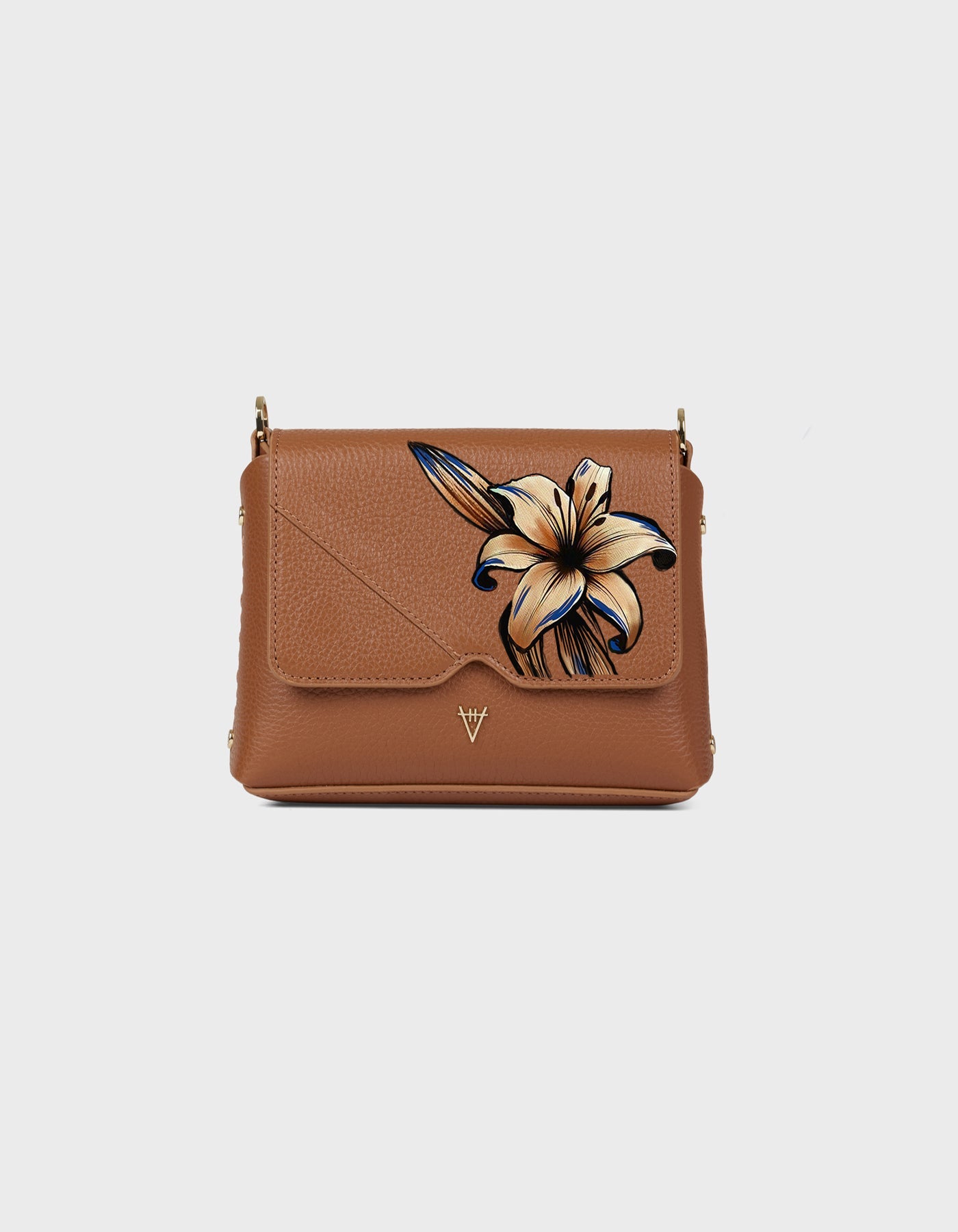 HiVa Atelier | Mare Shoulder Bag - Hand-Painted Wood Lily | Beautiful and Versatile Leather Accessories