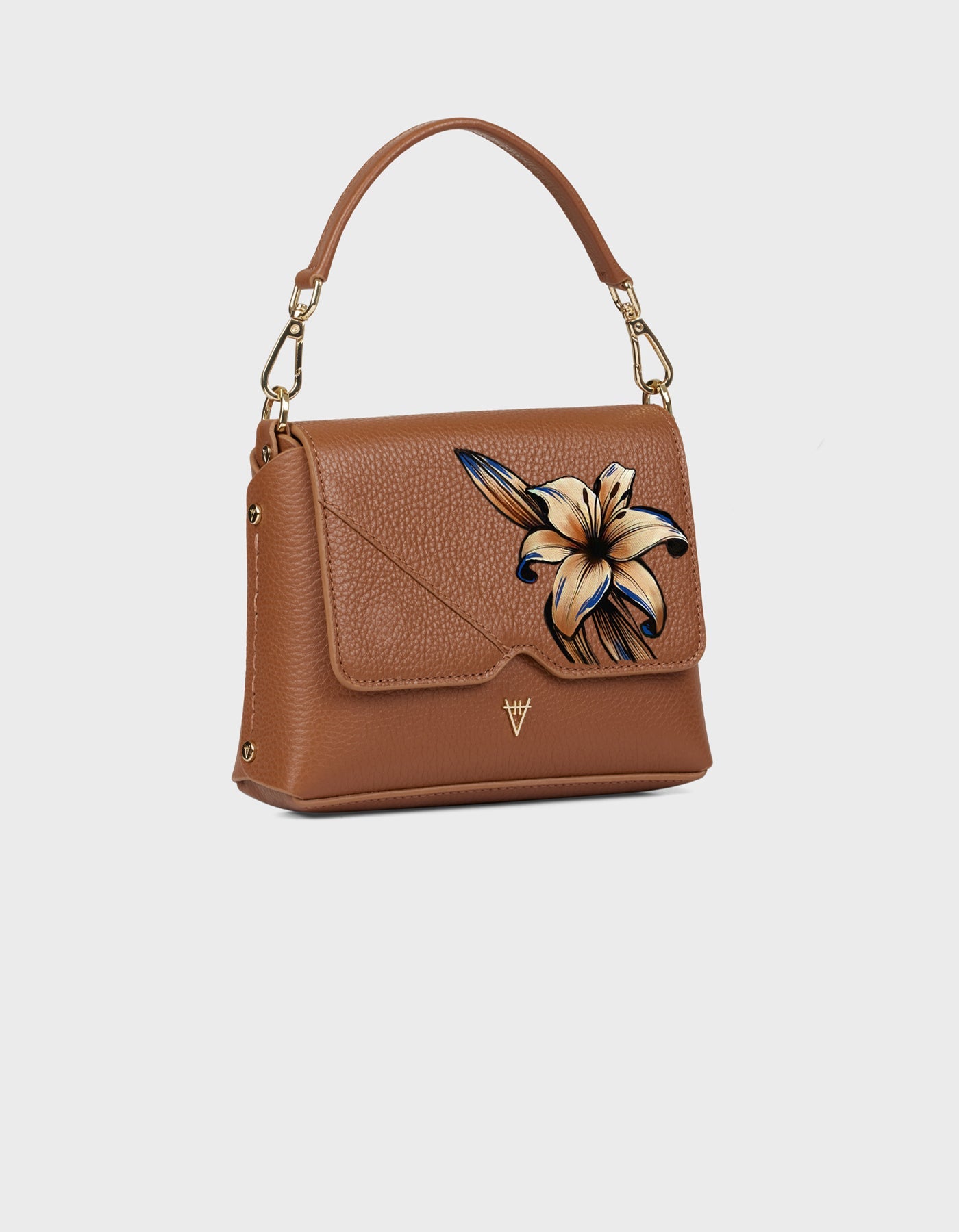 HiVa Atelier | Mare Shoulder Bag - Hand-Painted Wood Lily | Beautiful and Versatile Leather Accessories