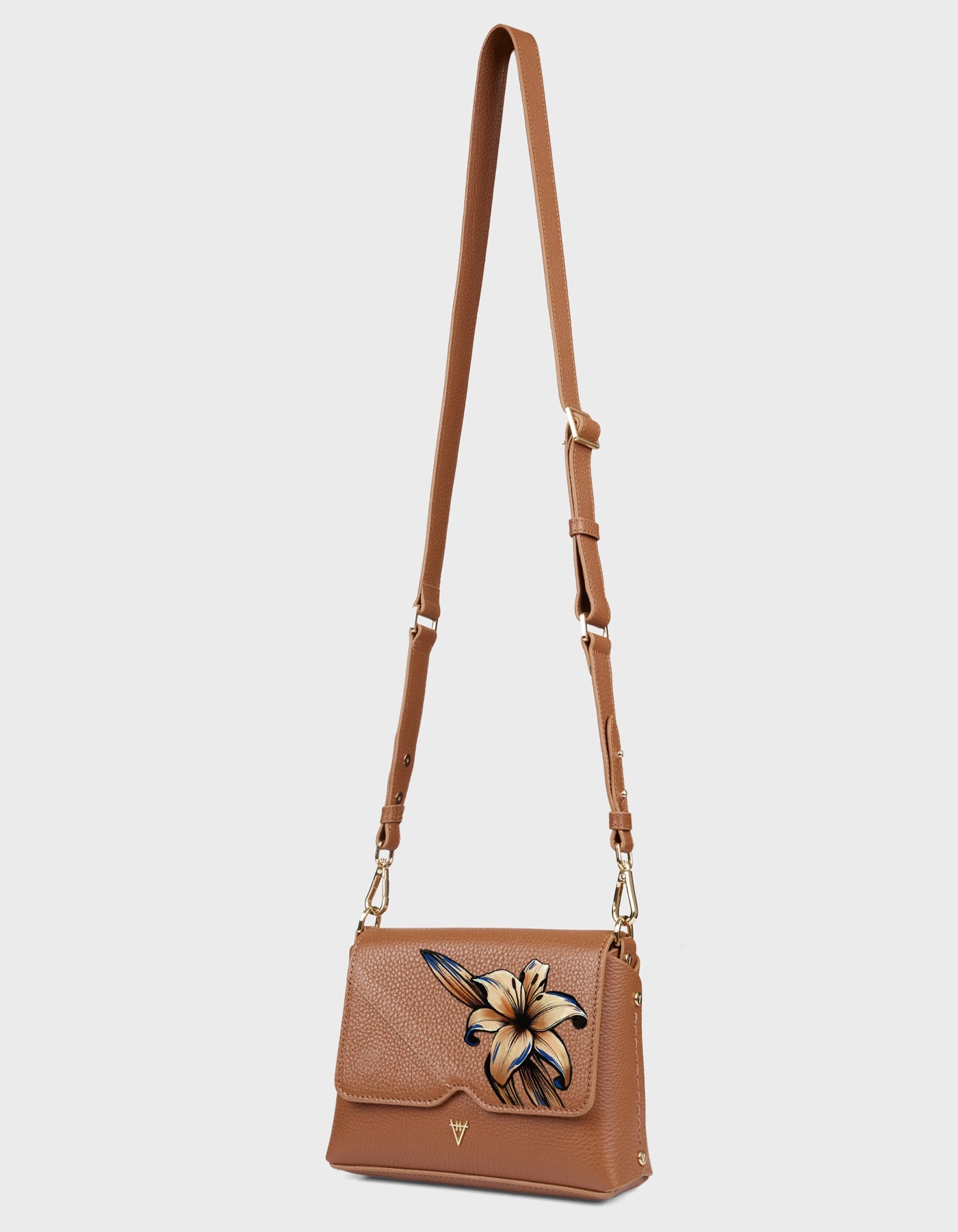 HiVa Atelier | Mare Shoulder Bag - Hand-Painted Wood Lily | Beautiful and Versatile Leather Accessories