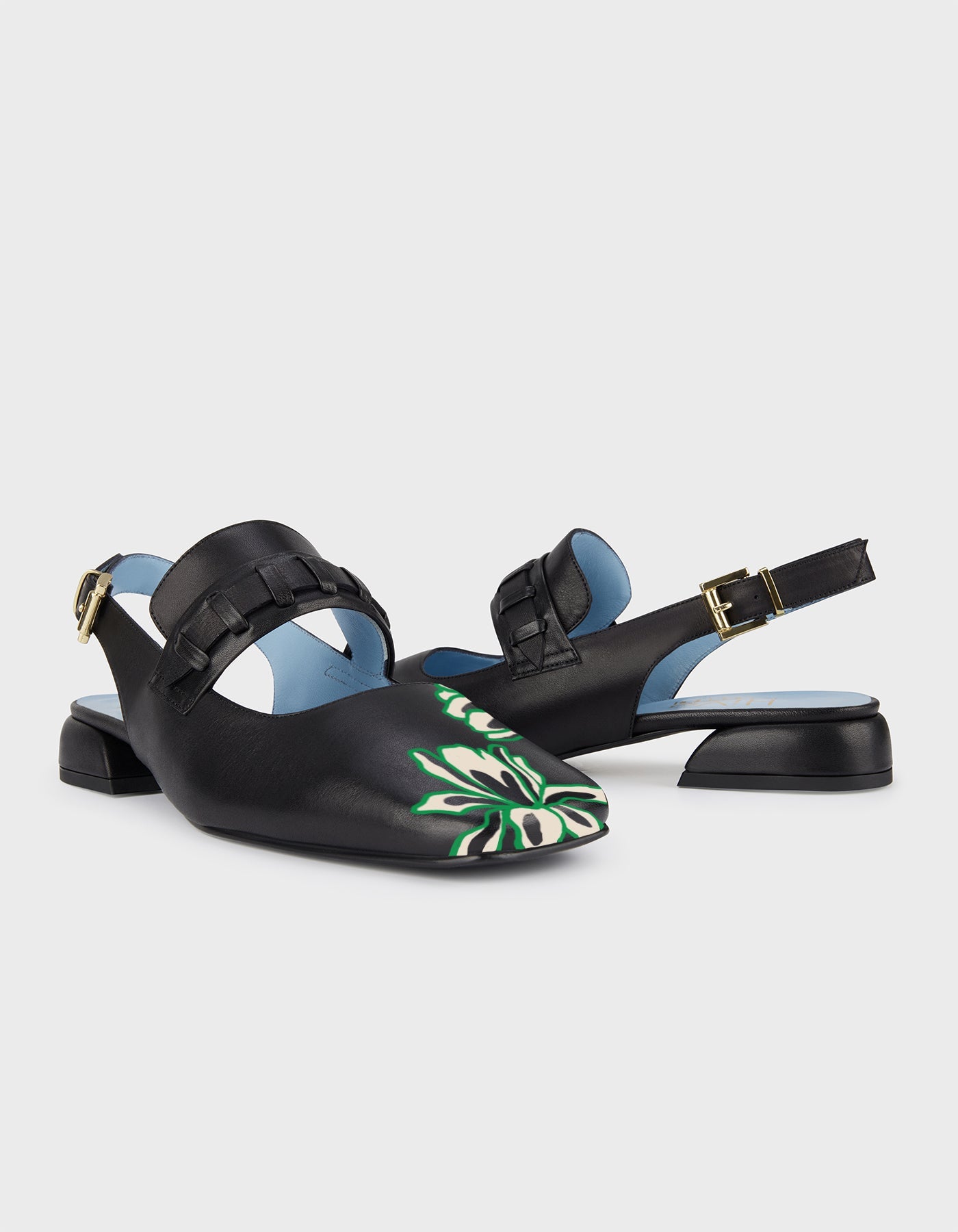 Hiva Atelier | Mary Jane Flat - Hand-Painted Black Enchanted Petals | Beautiful and Versatile Leather Accessories