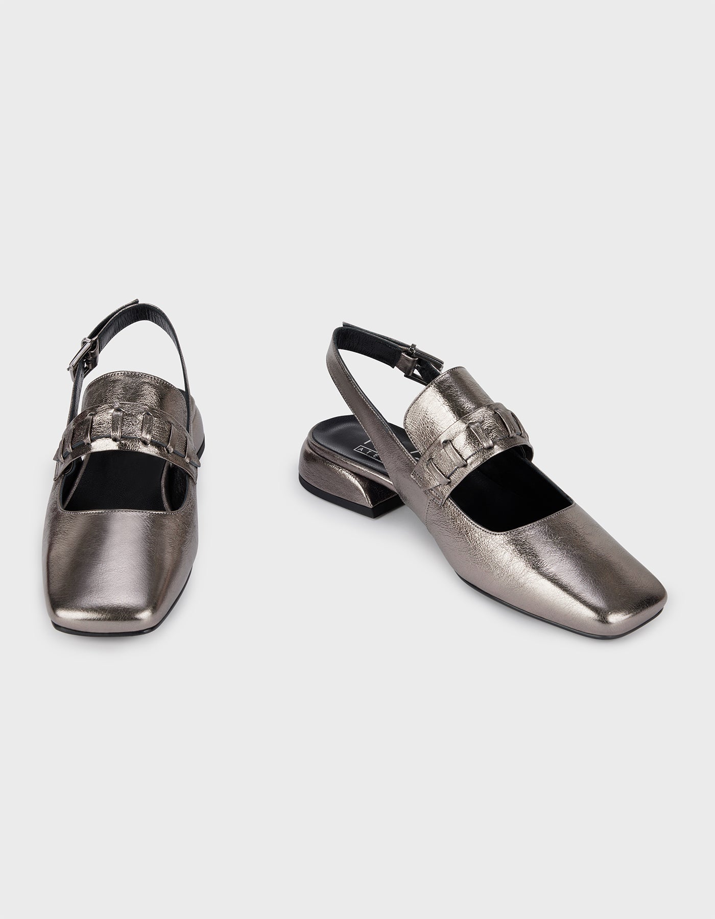 Hiva Atelier | Mary Jane Flat Metallic Anthracite | Beautiful and Versatile Leather Accessories