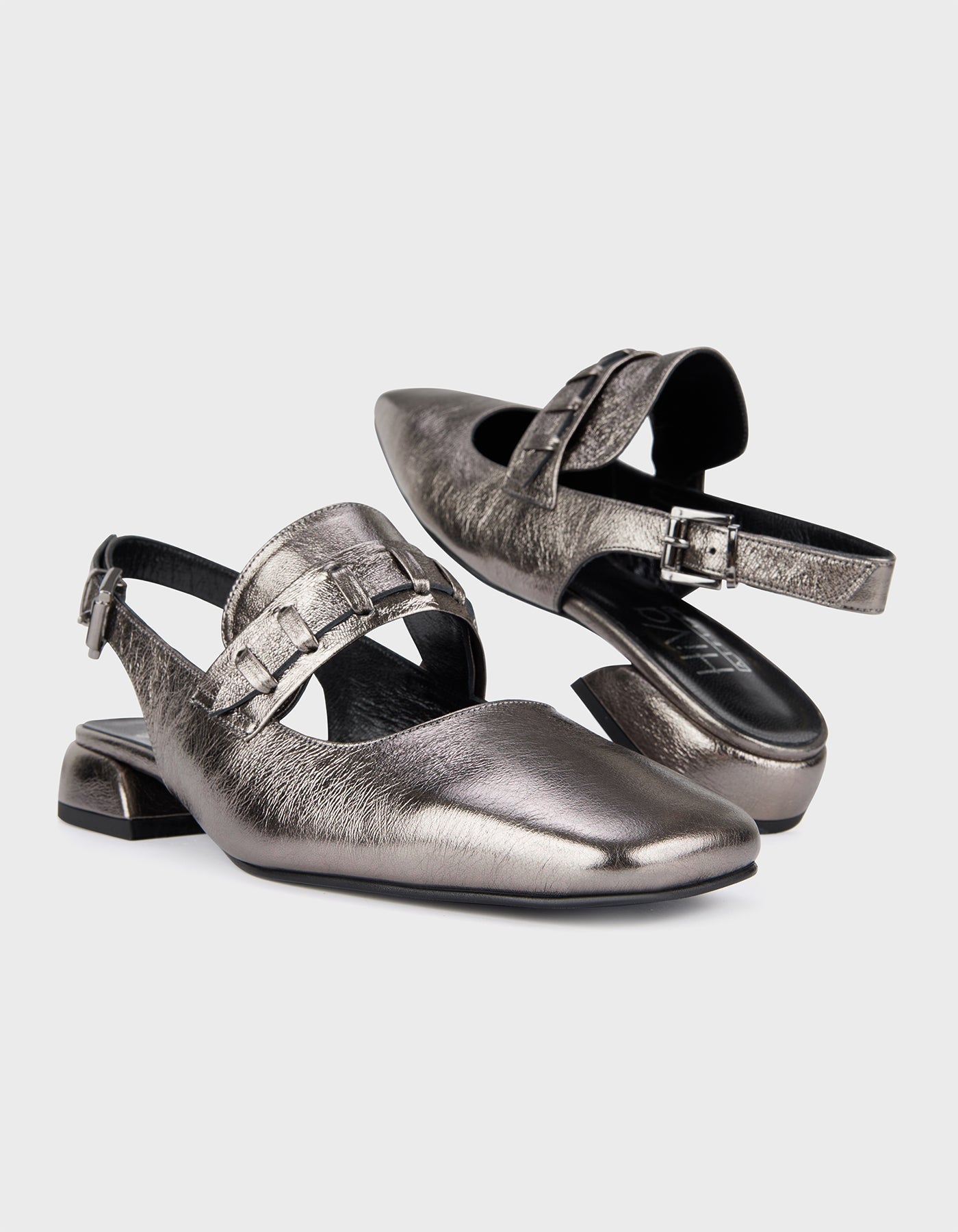 Hiva Atelier | Mary Jane Flat Metallic Anthracite | Beautiful and Versatile Leather Accessories