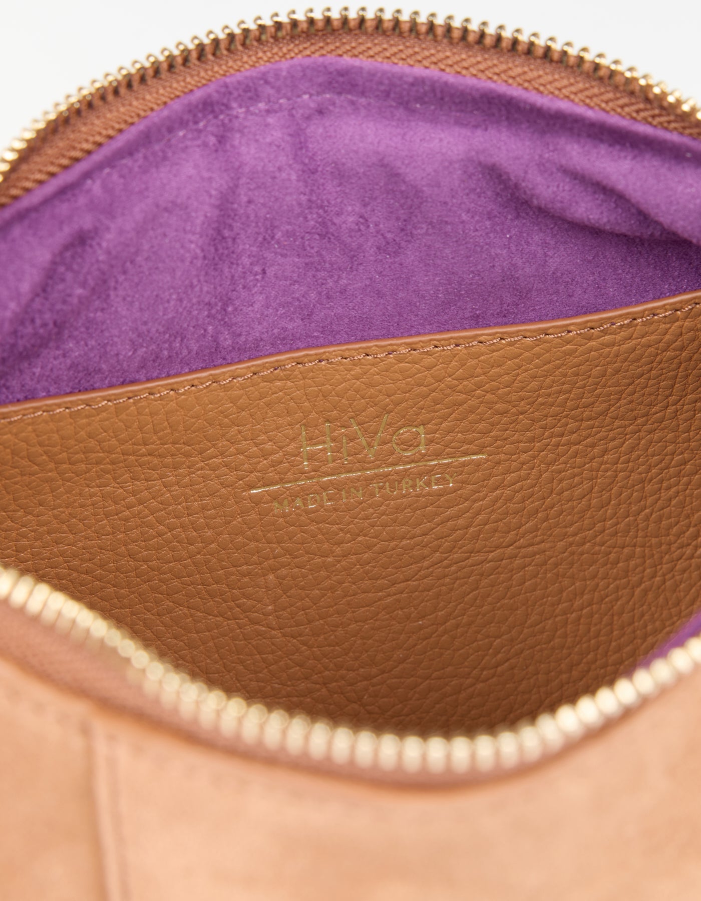 HiVa Atelier | Midi Croissant Bag Wood Wood Suede | Beautiful and Versatile Leather Accessories