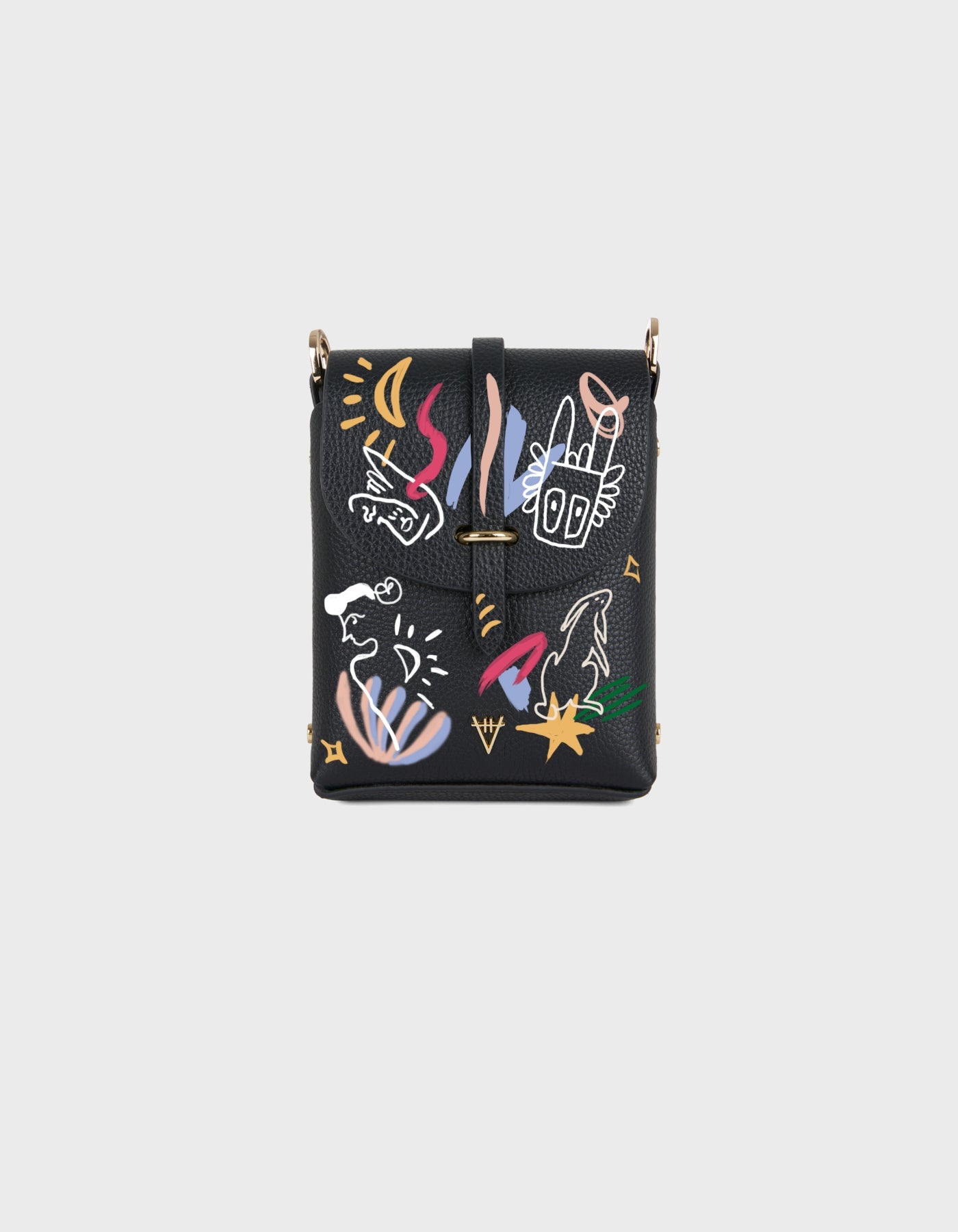 Hiva Atelier | Astrum Shoulder Bag - Hand-Painted Black Dream Echoes | Beautiful and Versatile Leather Accessories